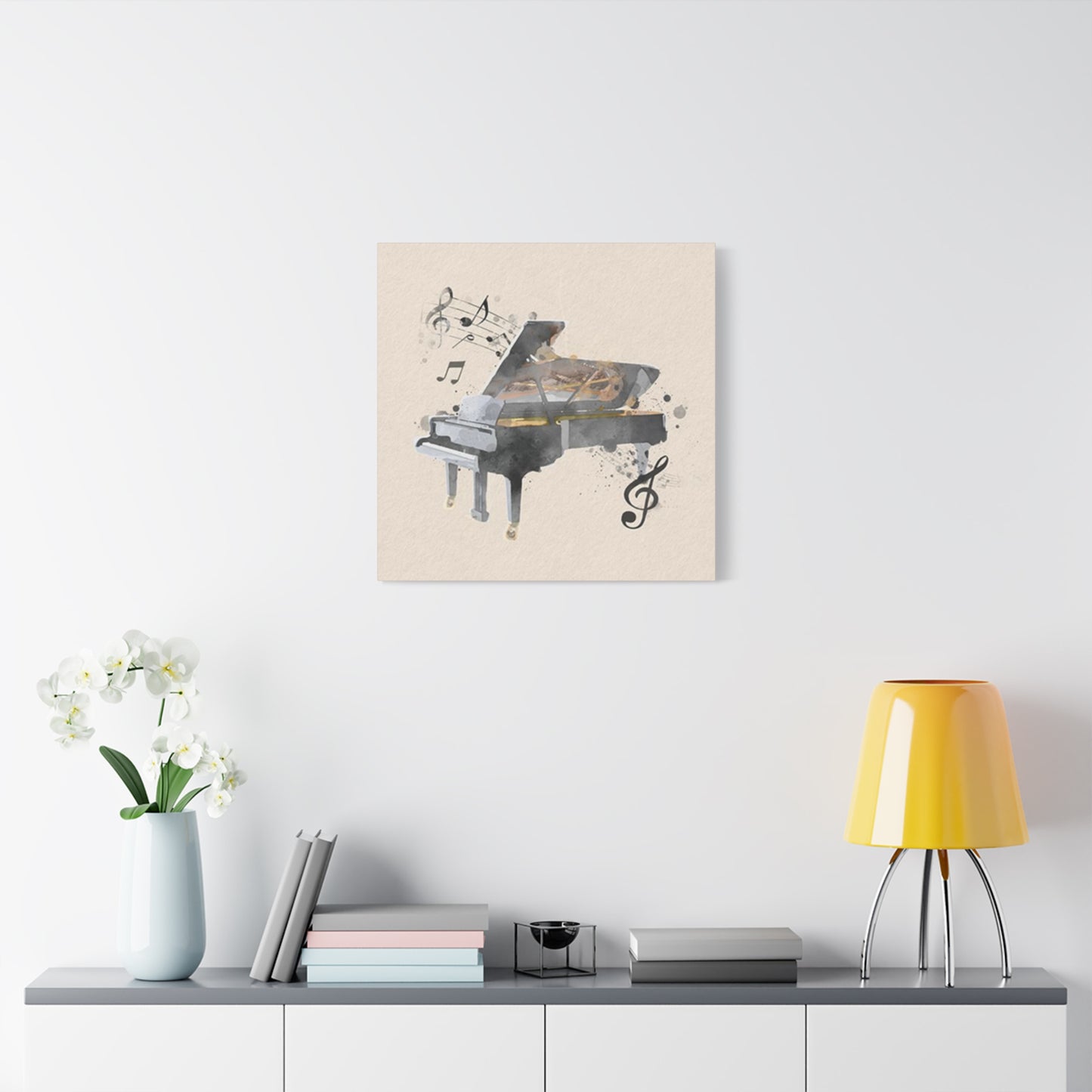 Grey Piano Painting Wall Art & Canvas Prints