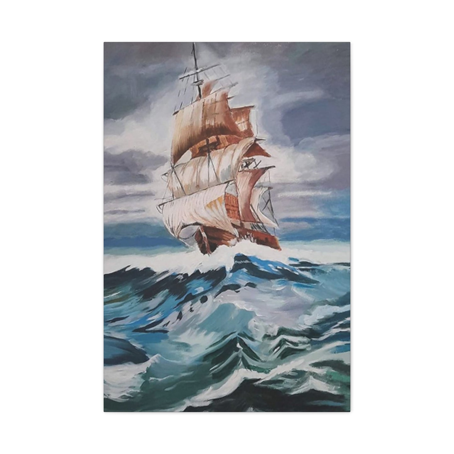 Large Vintage Ship In Waves Wall Art & Canvas Prints