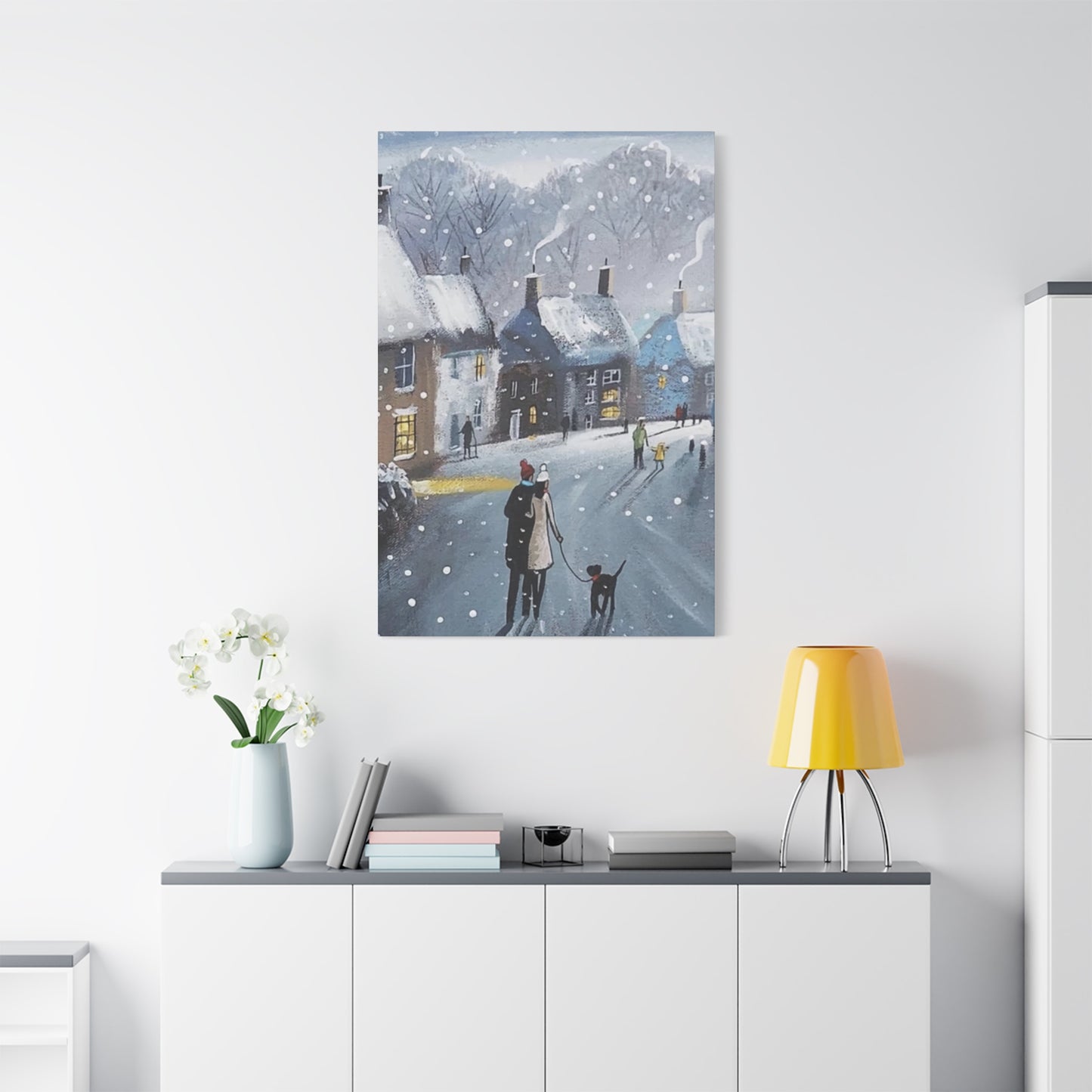People Walk On Snow Road Wall Art & Canvas Prints