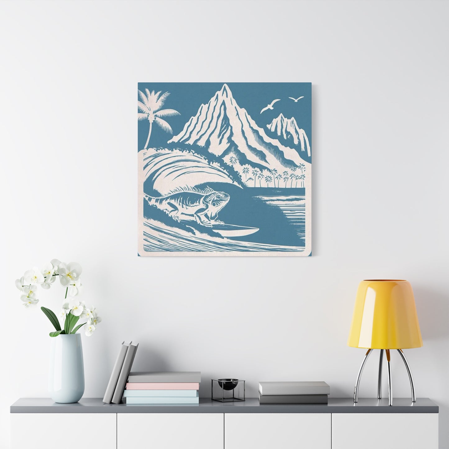Chameleon Surfing Wall Art & Canvas Prints