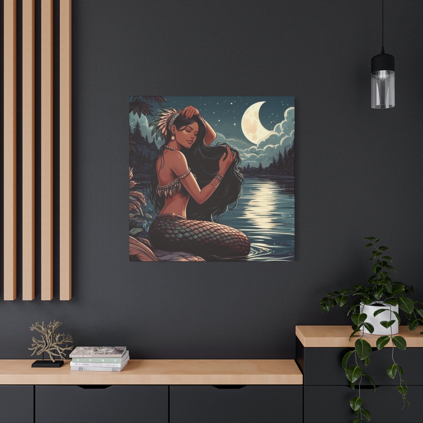 A Portrait Of Mermaid At Night Wall Art & Canvas Prints