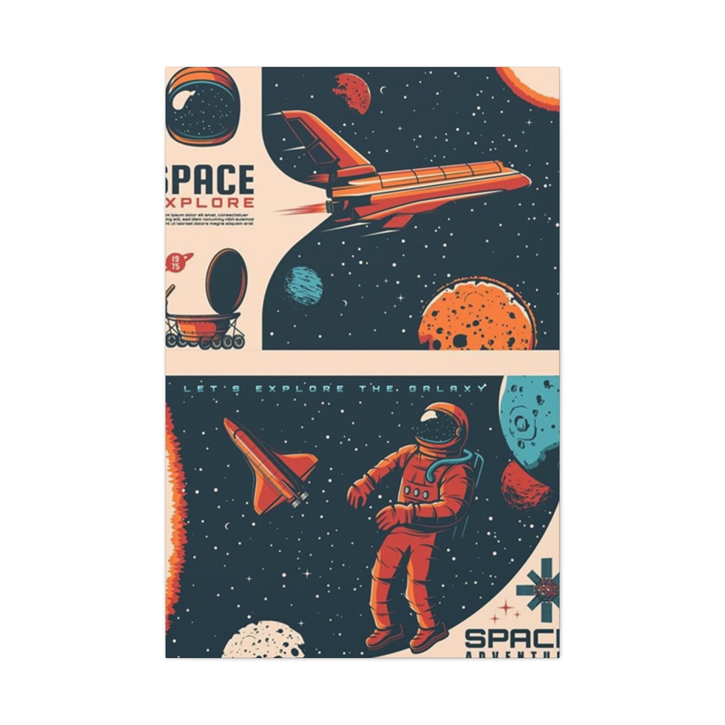 Space Explore Adventure Poster Wall Art & Canvas Prints