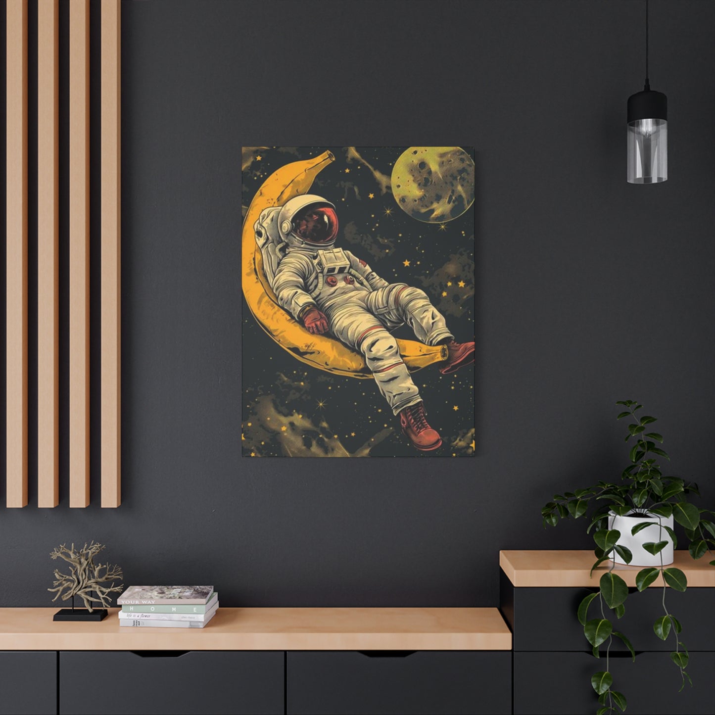 Astronaut On Banana In Space Wall Art & Canvas Prints