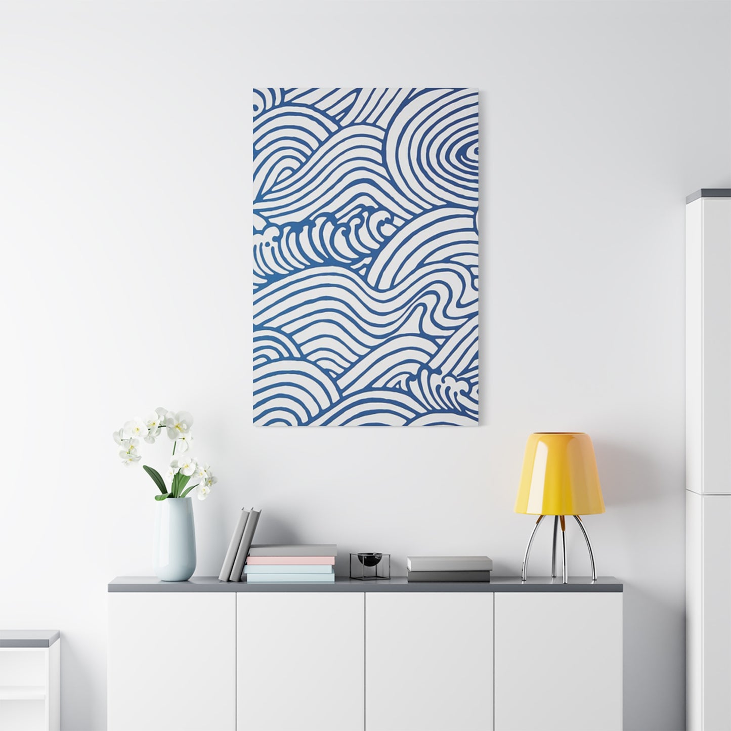 Blue Waves Drawing Wall Art & Canvas Prints