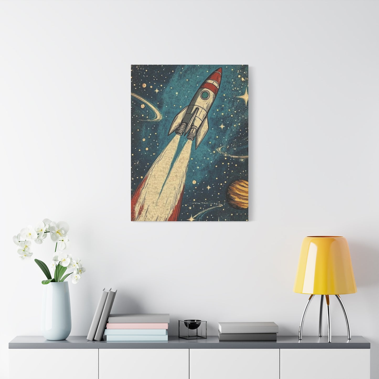 Rocket In Space Poster Wall Art & Canvas Prints