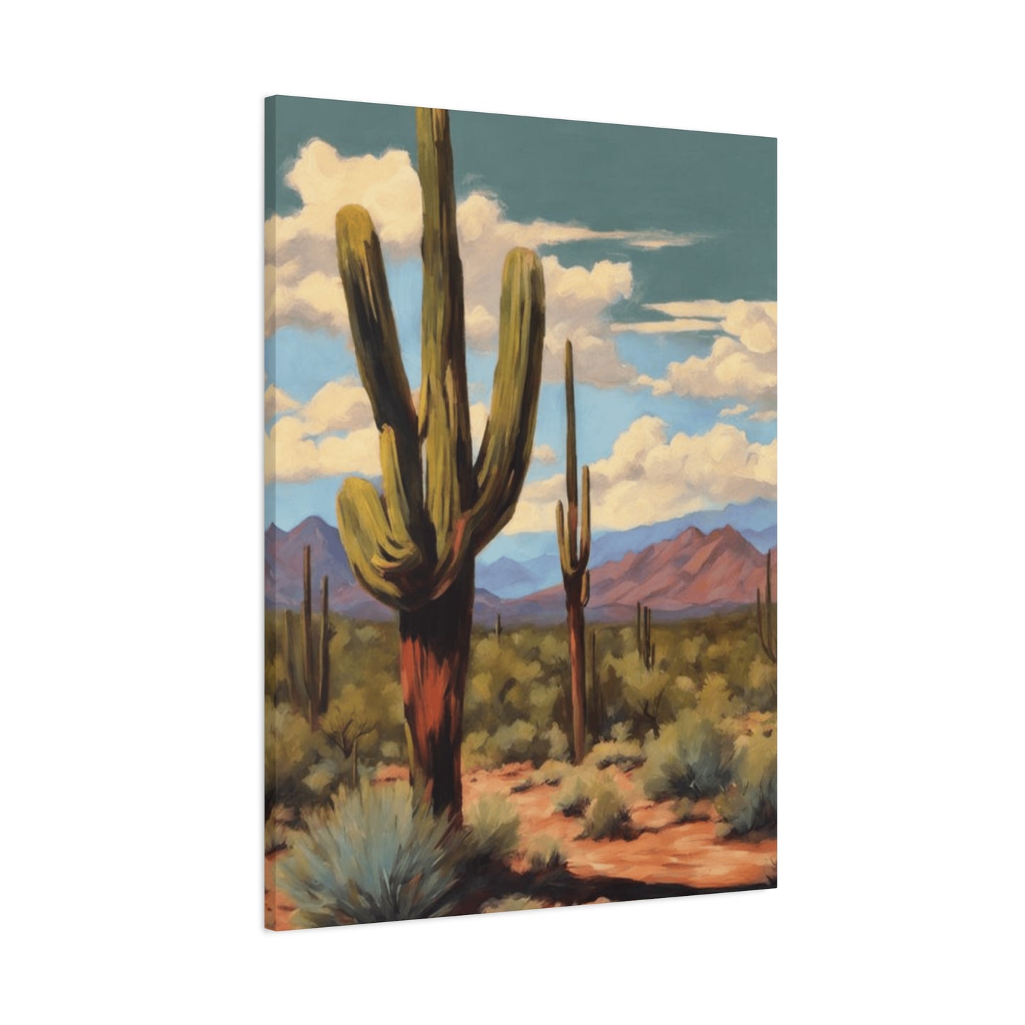 Cactus Standing in Desert Painting Wall Art & Canvas Prints