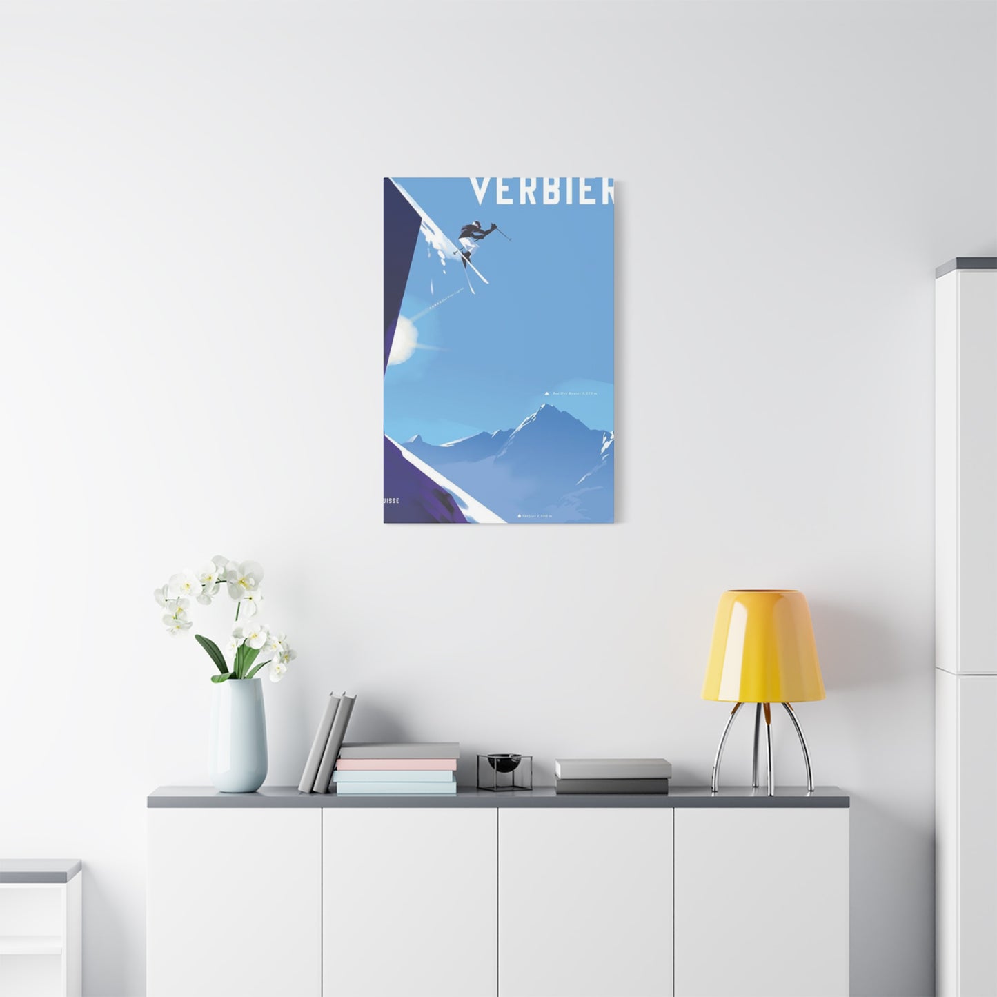Skiing At The Cliff Wall Art & Canvas Prints