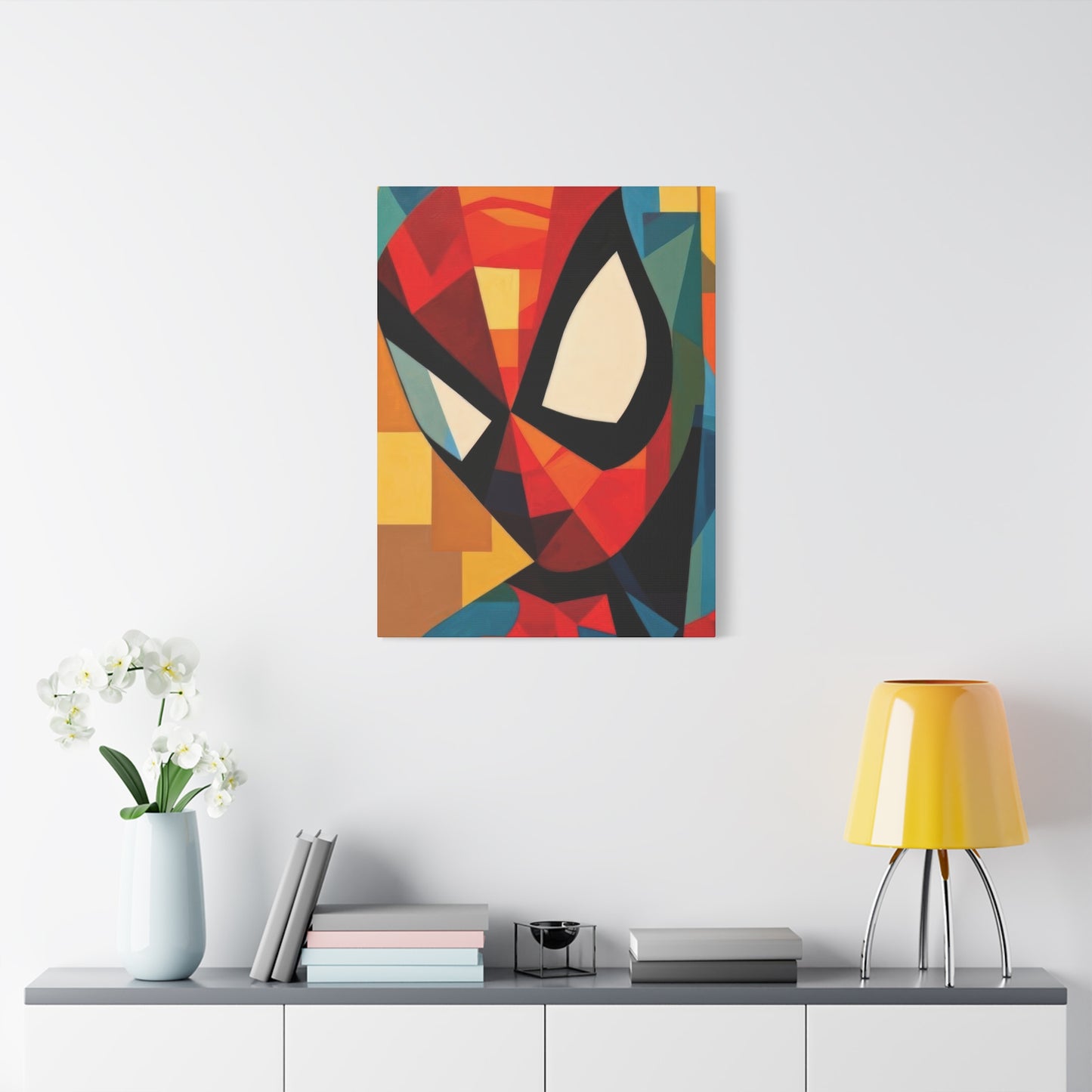 Spiderman Closeup Cubism Wall Art & Canvas Prints