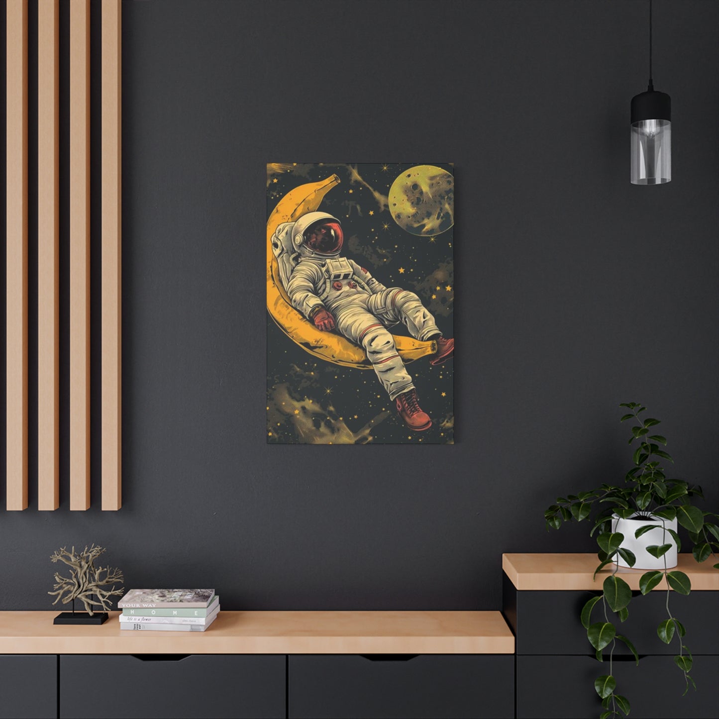 Astronaut On Banana In Space Wall Art & Canvas Prints