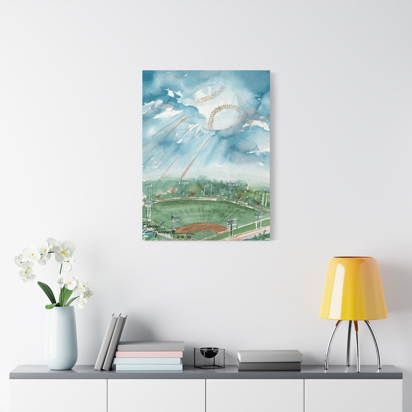 Baseball Water Painting Wall Art & Canvas Prints