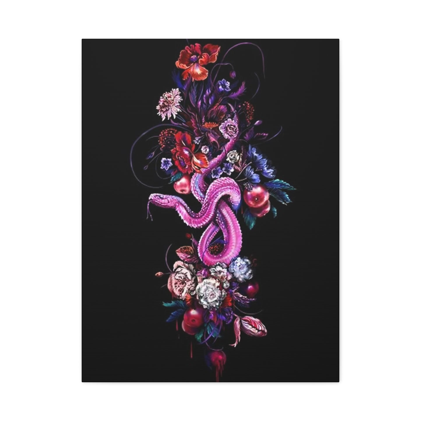 Pink Snake And Flowers Wall Art & Canvas Prints