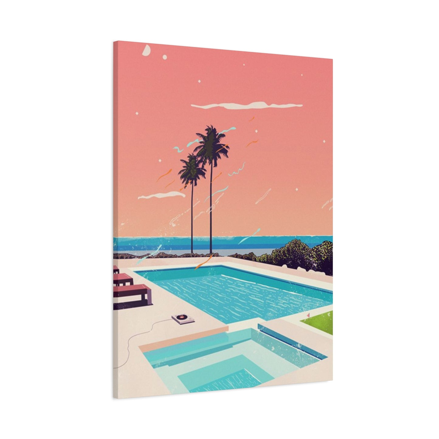 Swimming Pool In Resort With A Sunset Wall Art & Canvas Prints