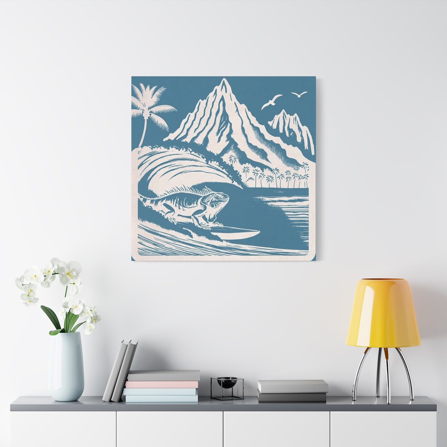 Chameleon Surfing Wall Art & Canvas Prints
