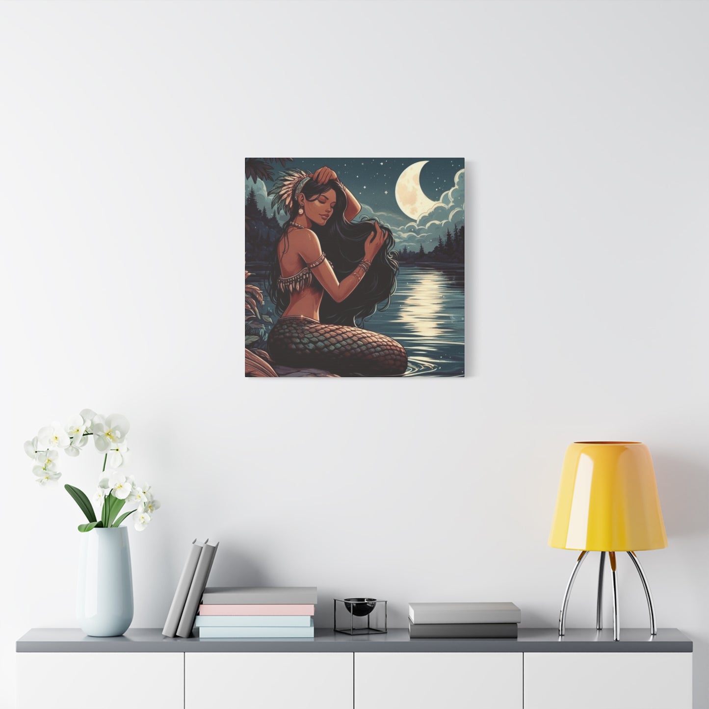 A Portrait Of Mermaid At Night Wall Art & Canvas Prints