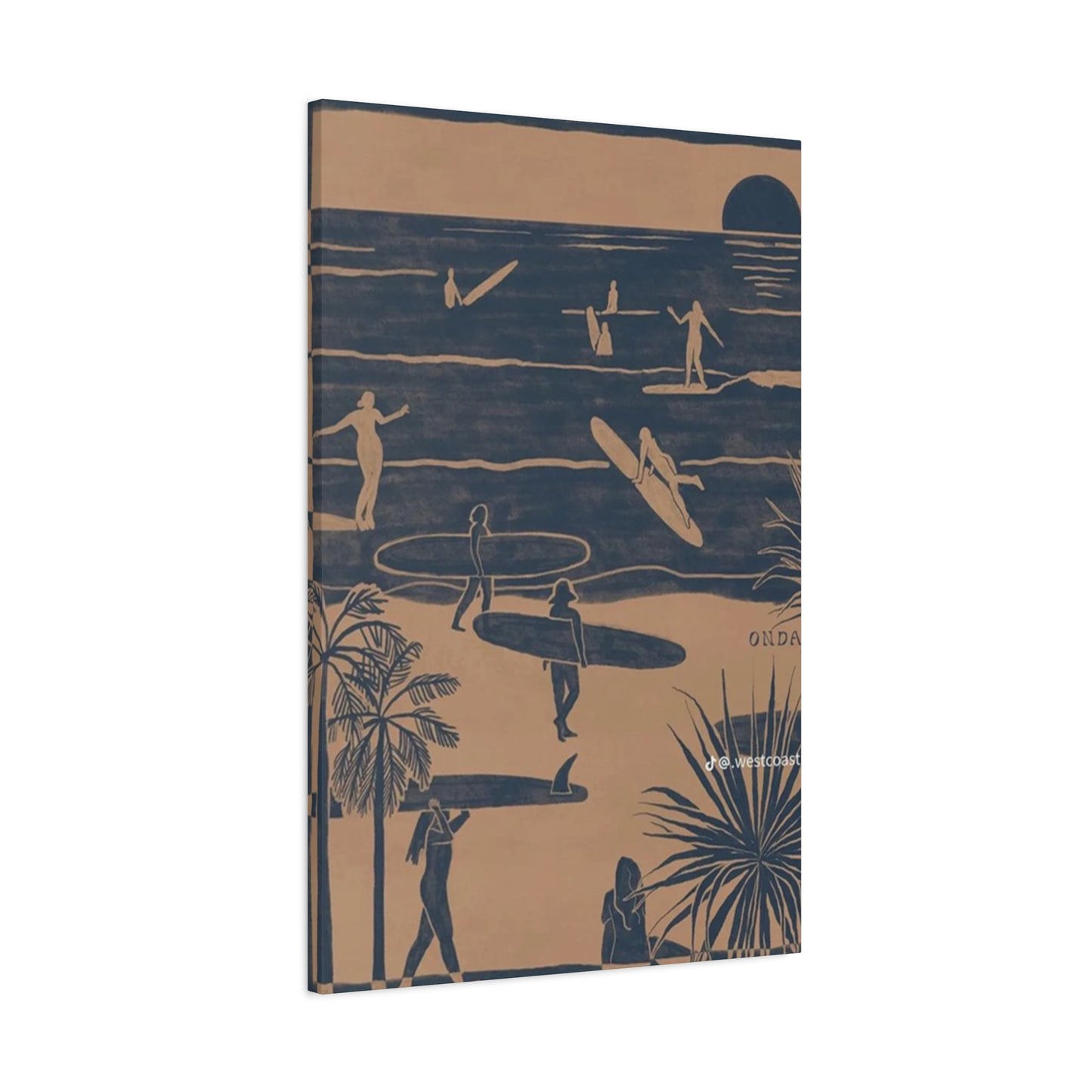 Beach Surfing Painting Wall Art & Canvas Prints