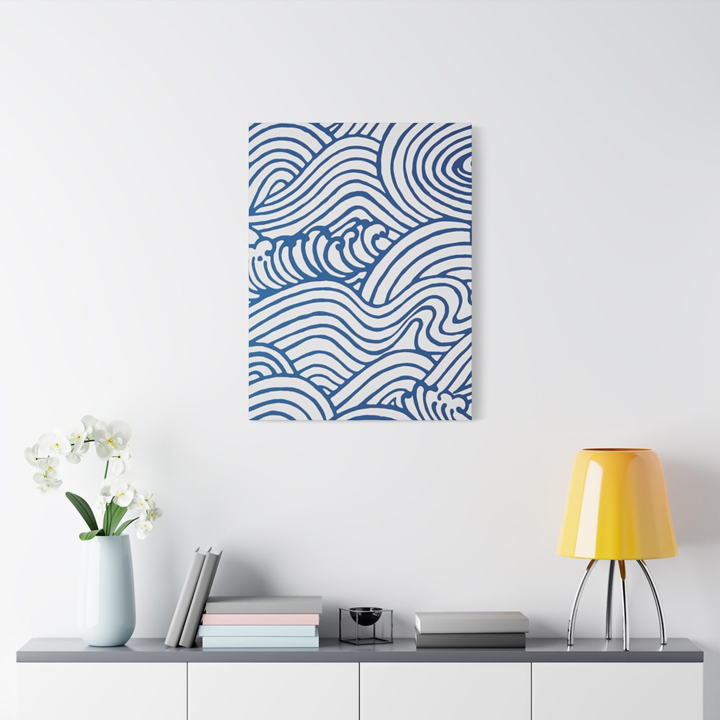 Blue Waves Drawing Wall Art & Canvas Prints