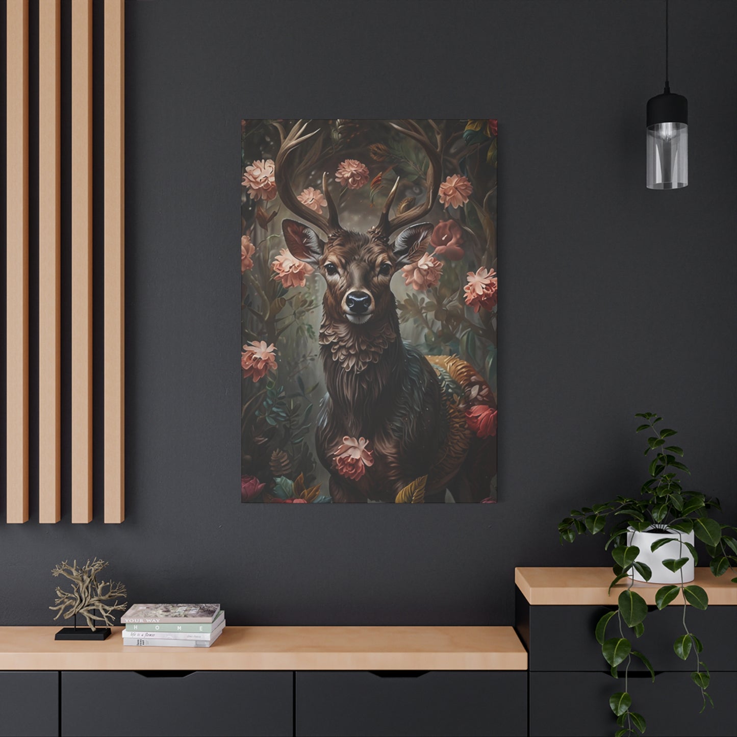 Tropical Flower Reindeer Wall Art & Canvas Prints