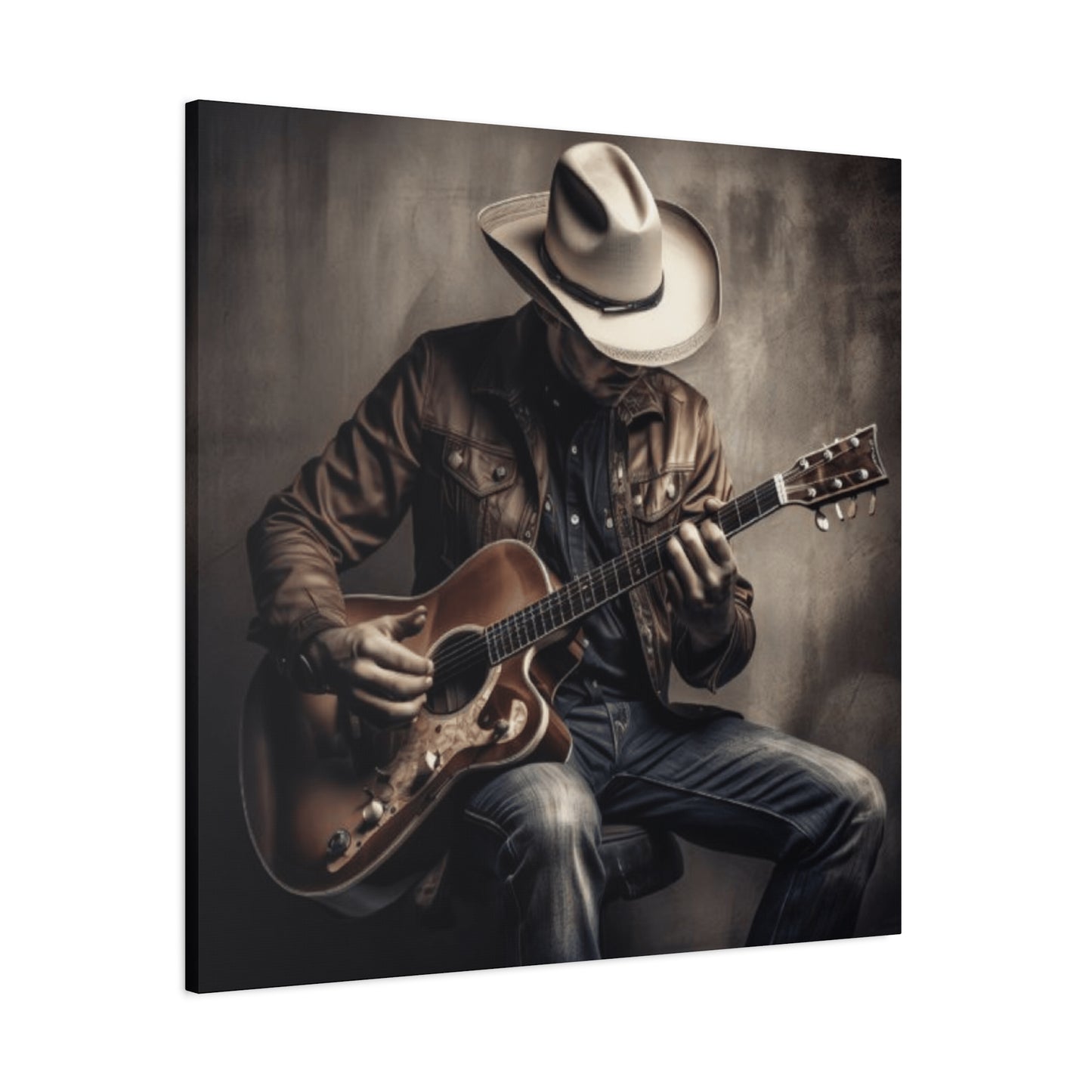 Cowboy Playing Guitar Wall Art & Canvas Prints
