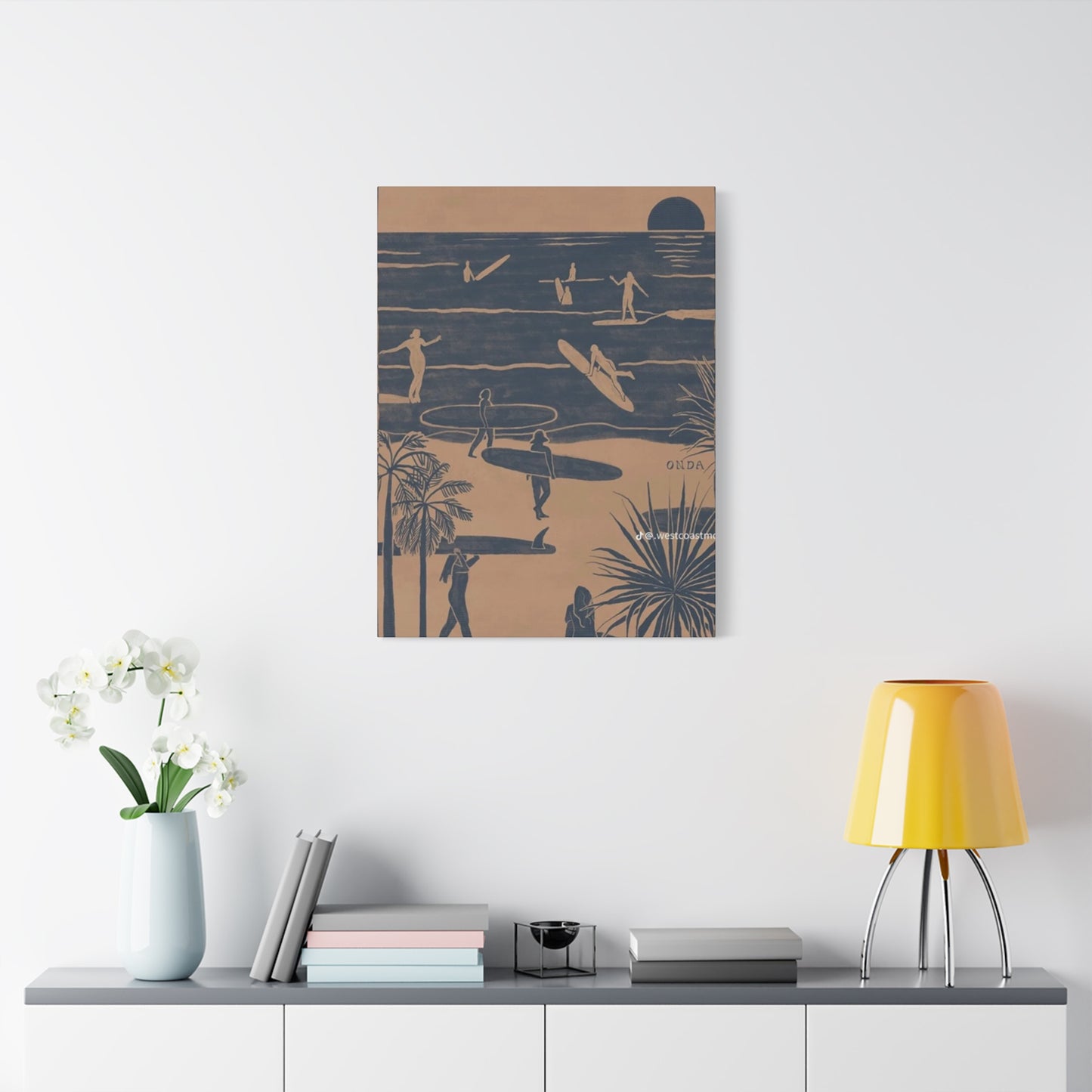 Beach Surfing Painting Wall Art & Canvas Prints