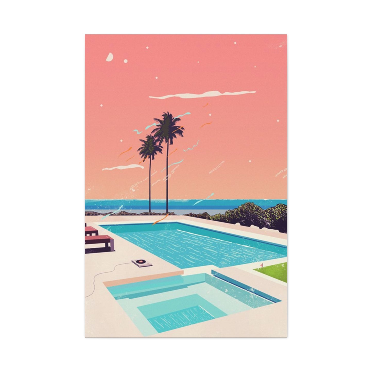 Swimming Pool In Resort With A Sunset Wall Art & Canvas Prints