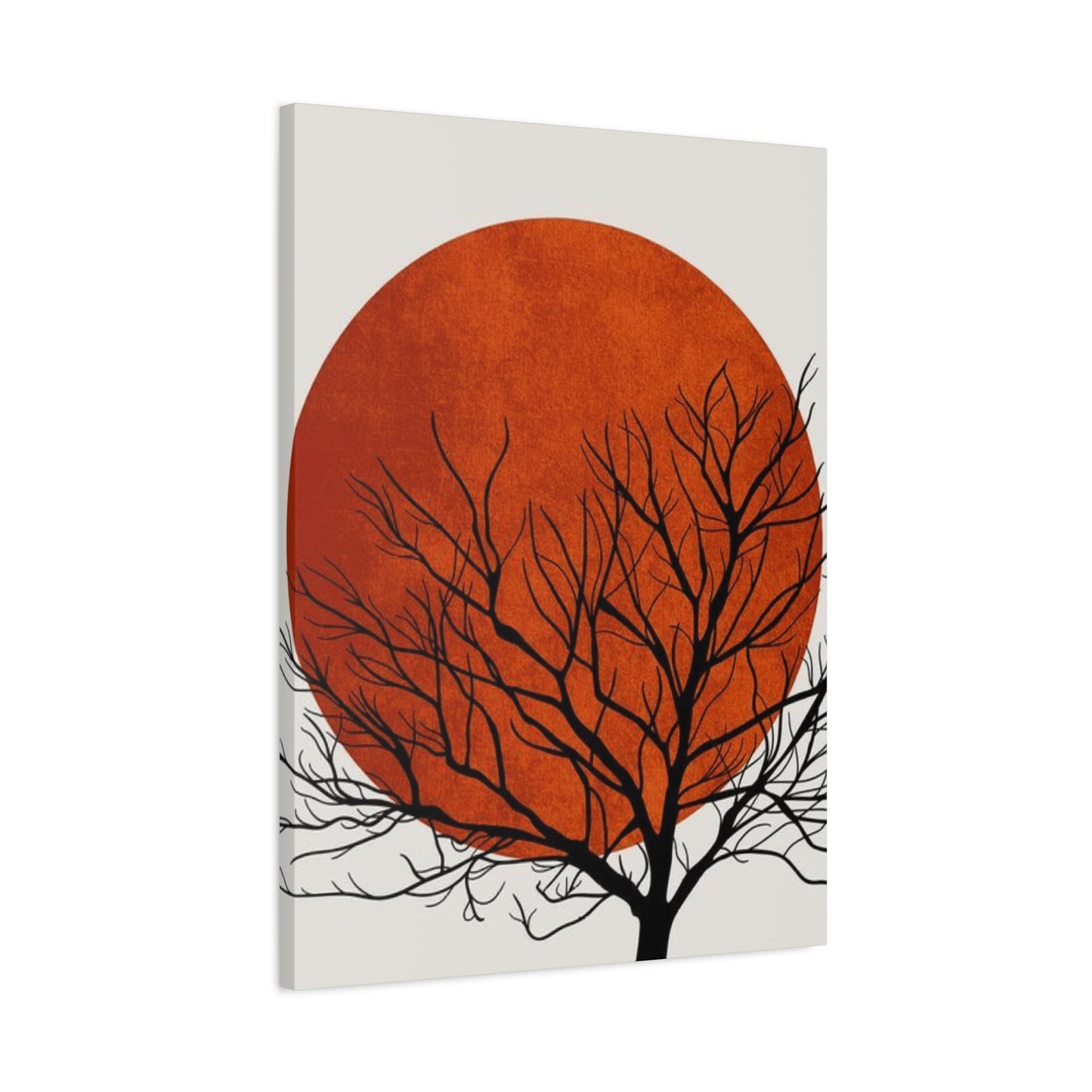 Dry Tree Silhouette with Orange Sun Wall Art & Canvas Prints