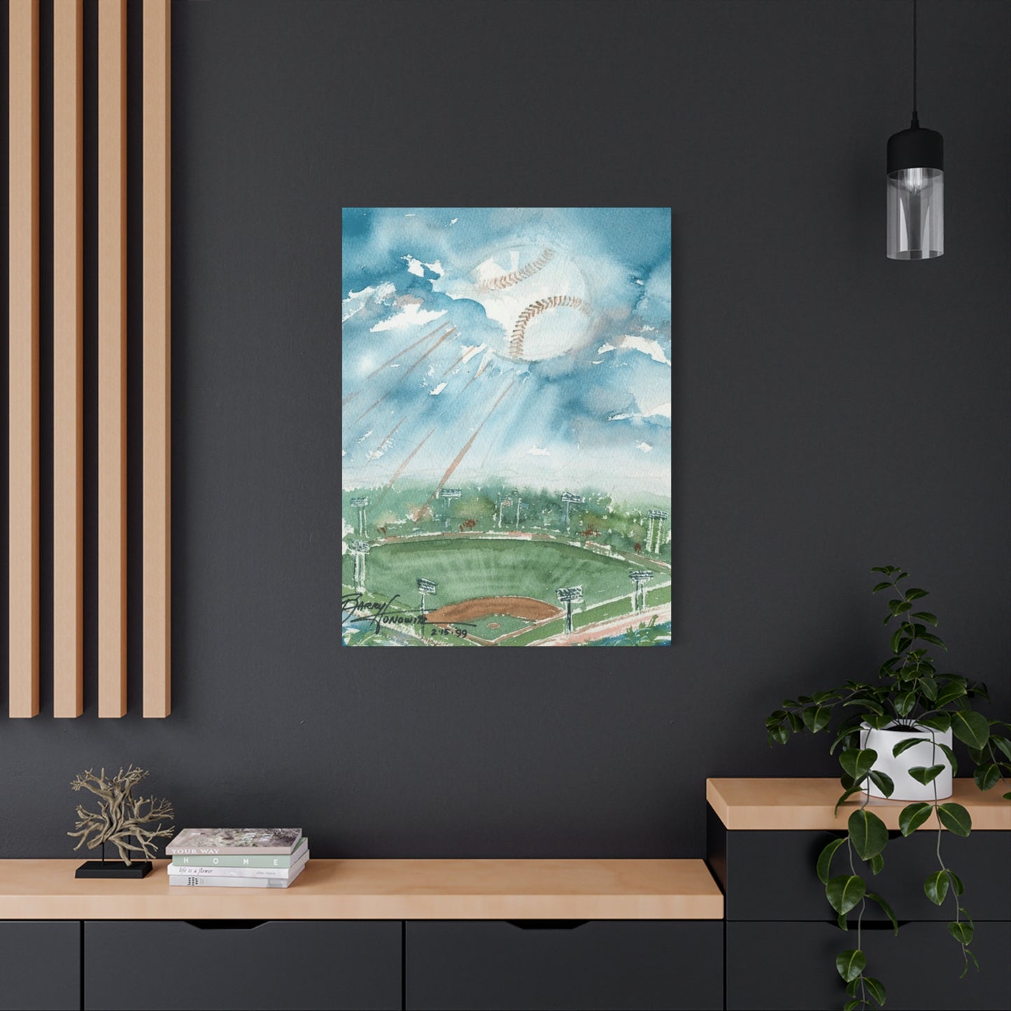 Baseball Water Painting Wall Art & Canvas Prints