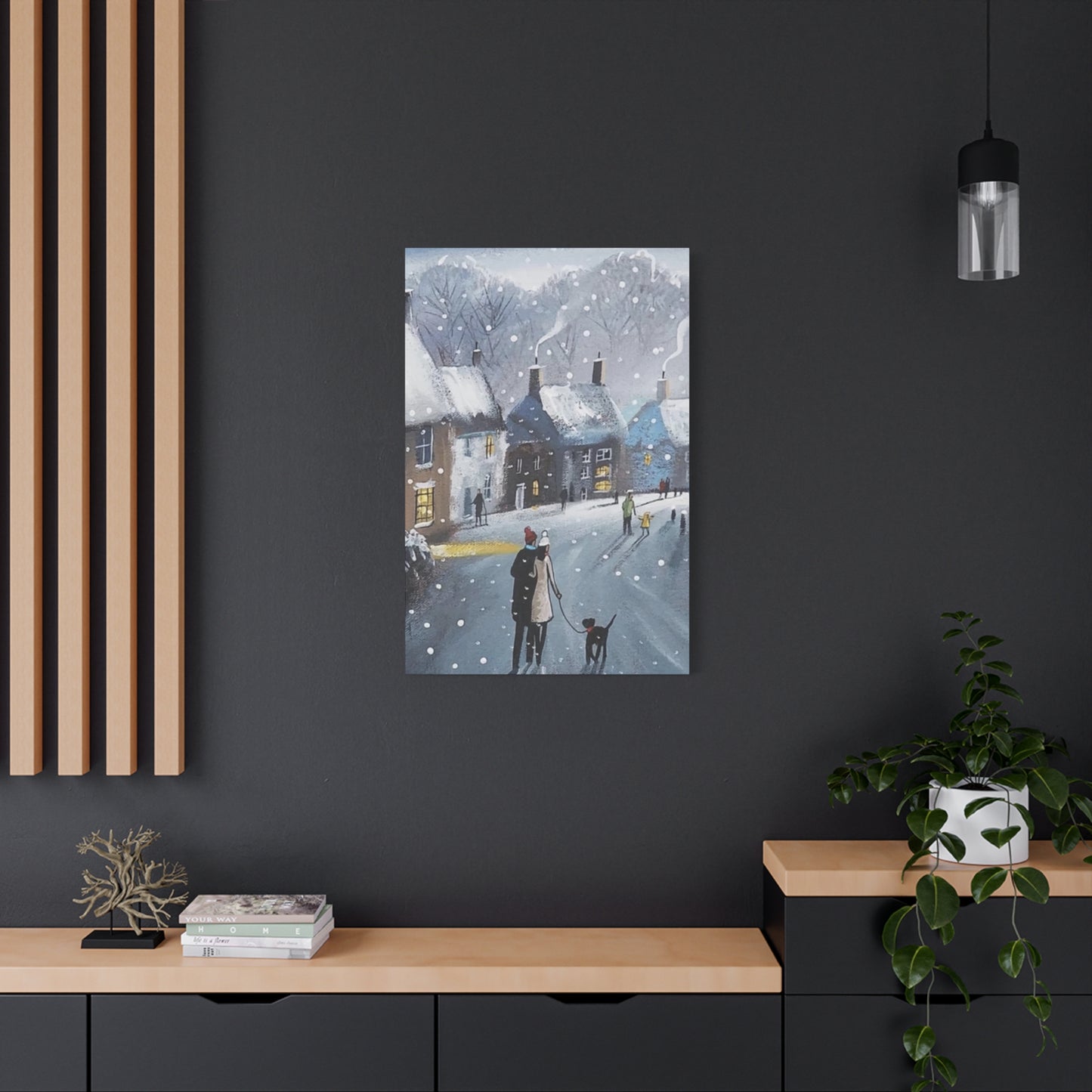 People Walk On Snow Road Wall Art & Canvas Prints