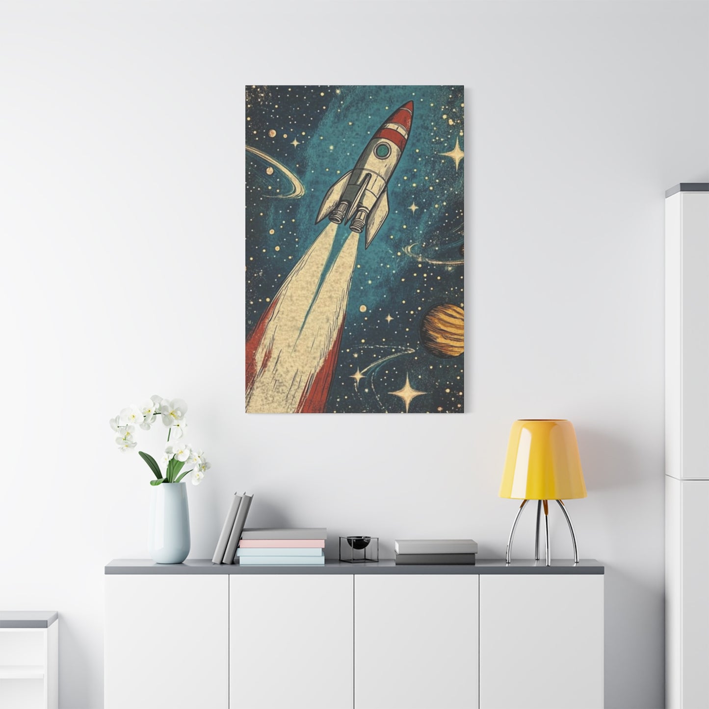 Rocket In Space Poster Wall Art & Canvas Prints