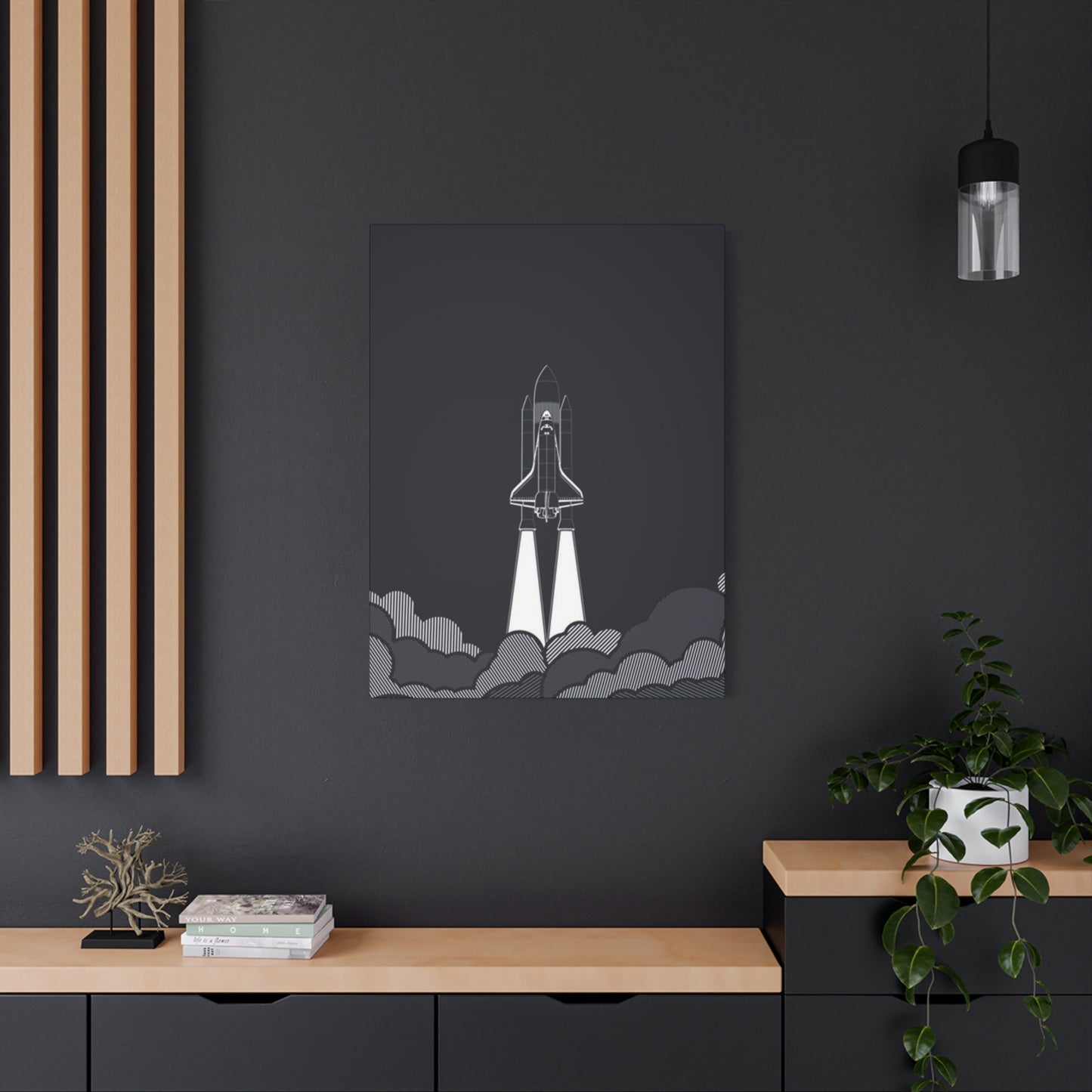 Dark Rocket Launch Poster Wall Art & Canvas Prints