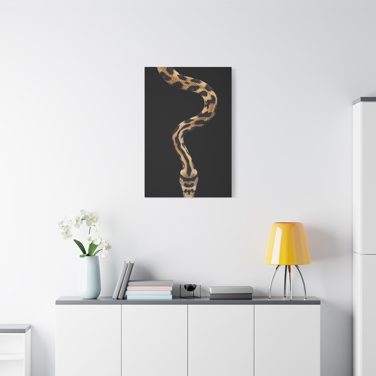Snake On Black Poster Wall Art & Canvas Prints