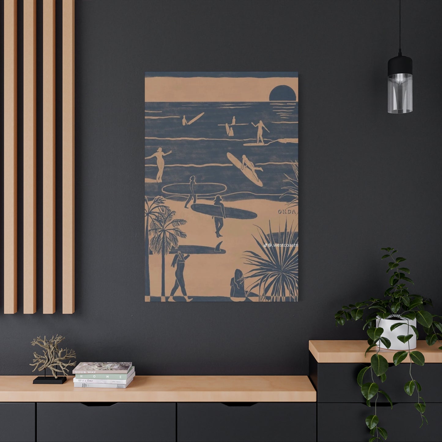 Beach Surfing Painting Wall Art & Canvas Prints