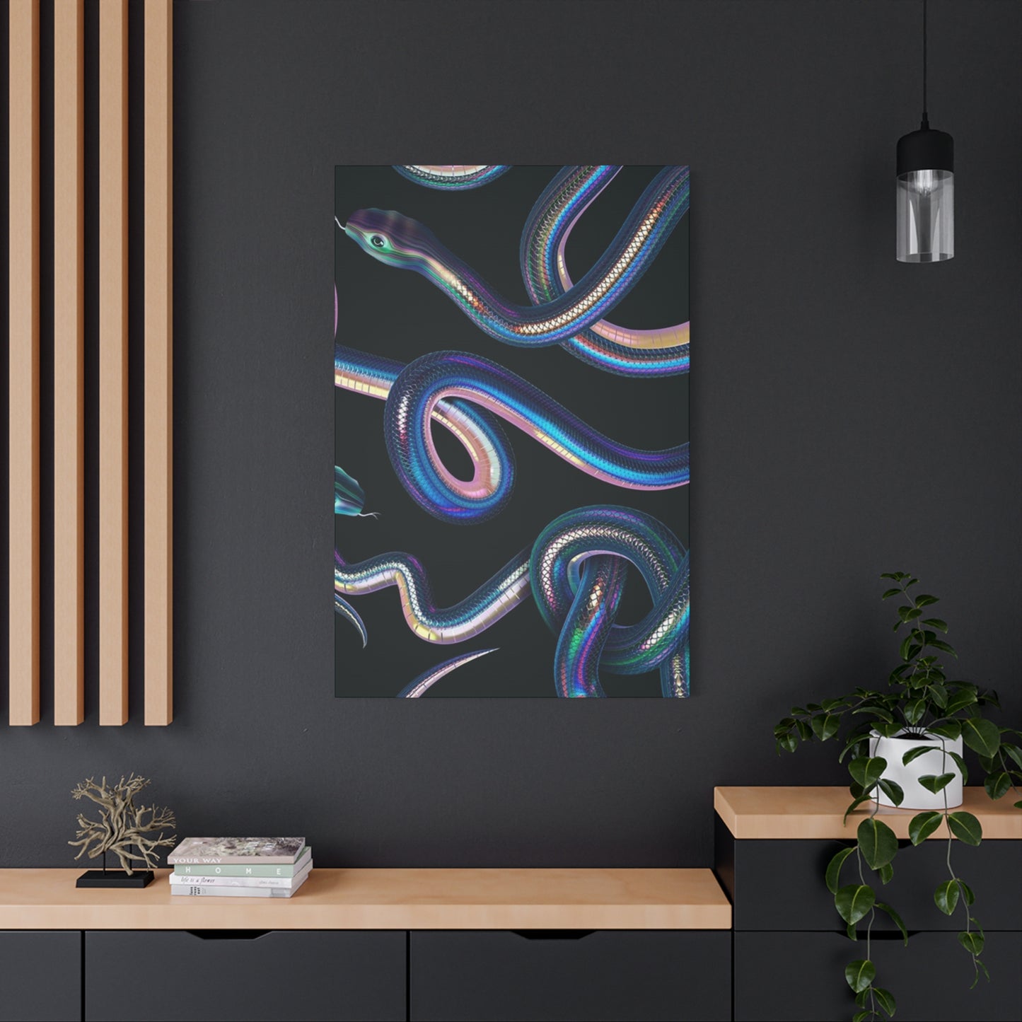 Snake On Black Canvas Wall Art & Canvas Prints