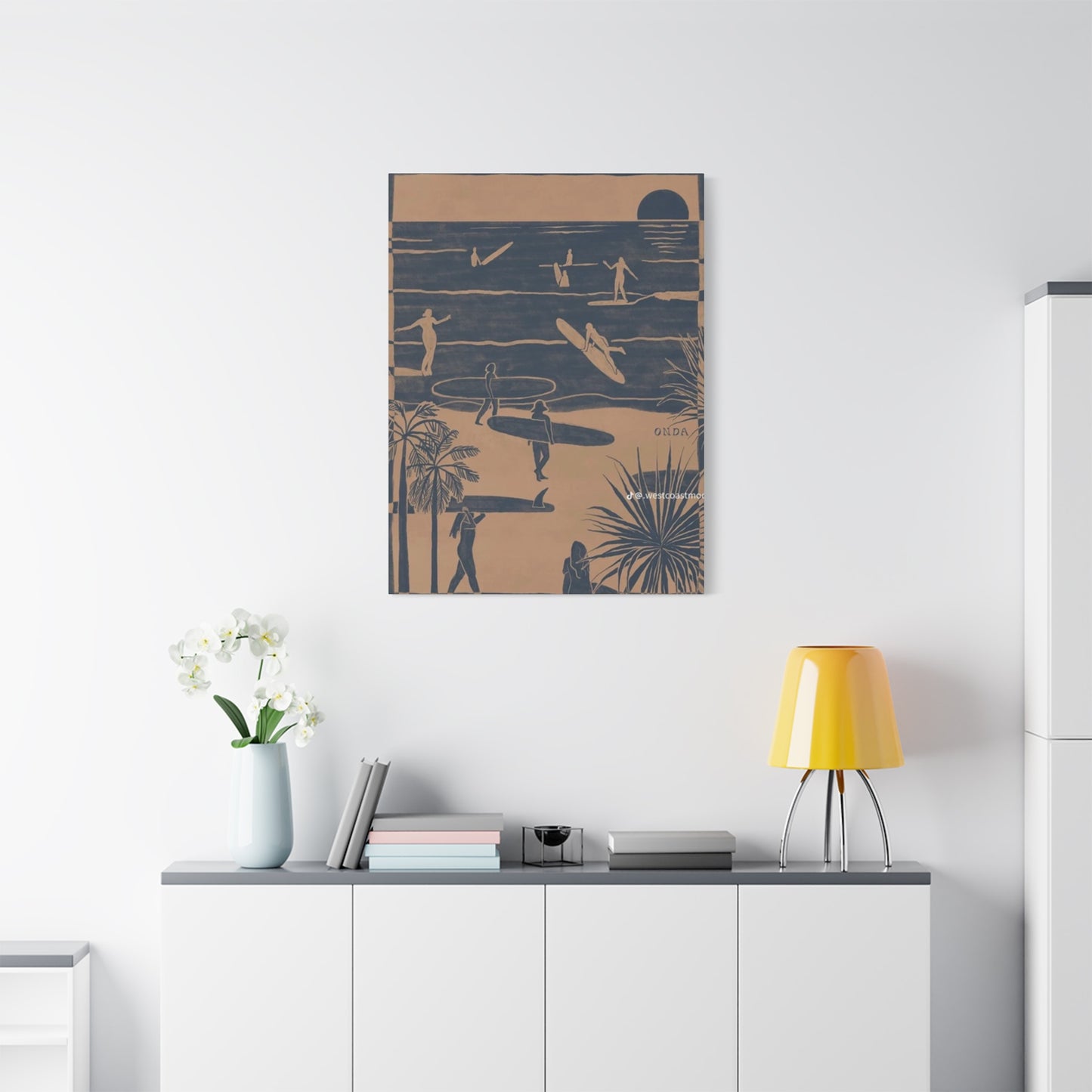 Beach Surfing Painting Wall Art & Canvas Prints