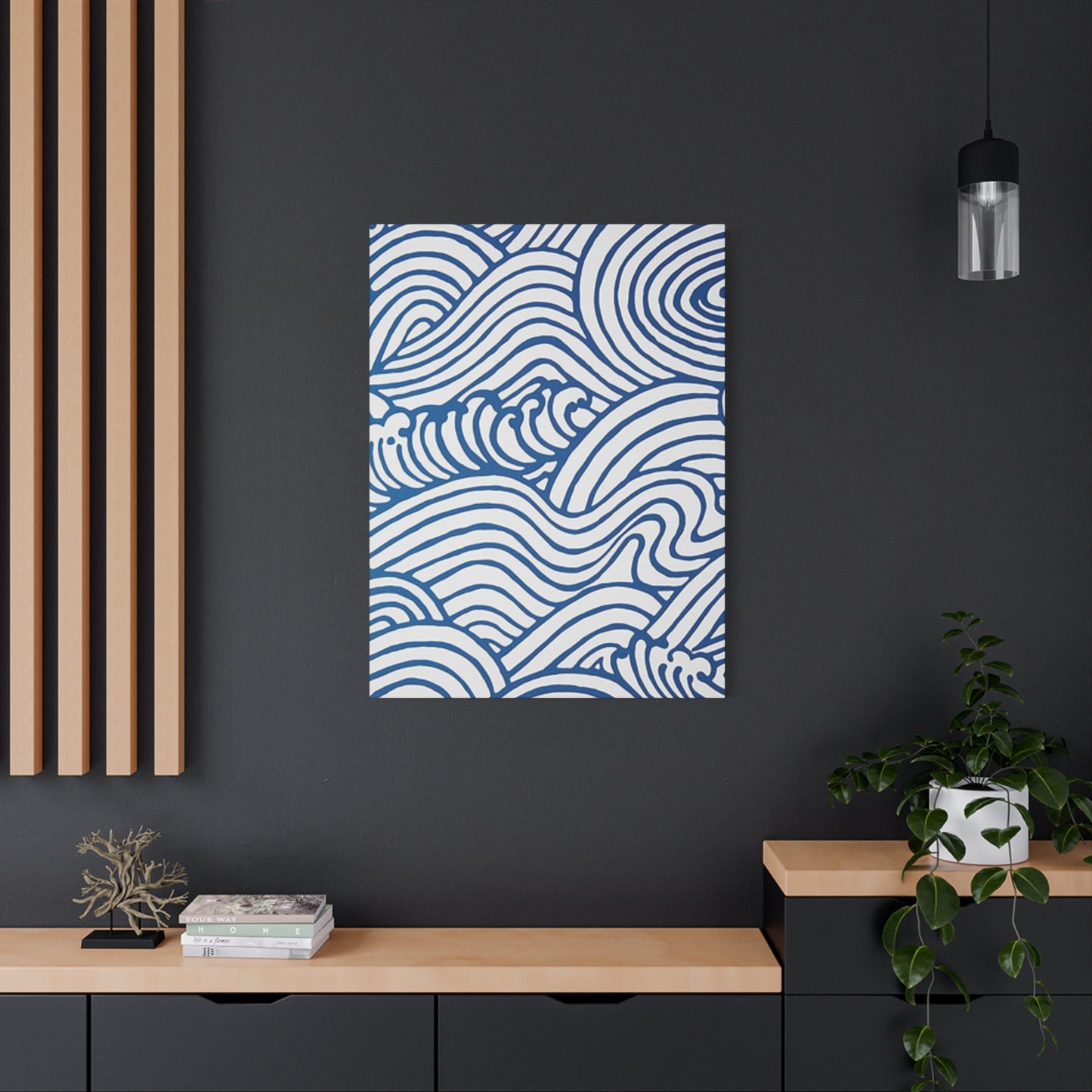 Blue Waves Drawing Wall Art & Canvas Prints