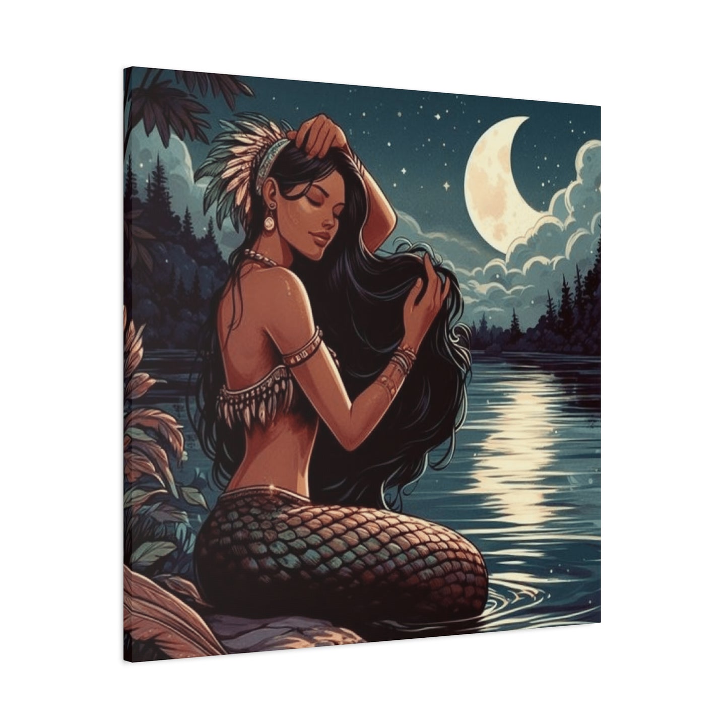 A Portrait Of Mermaid At Night Wall Art & Canvas Prints