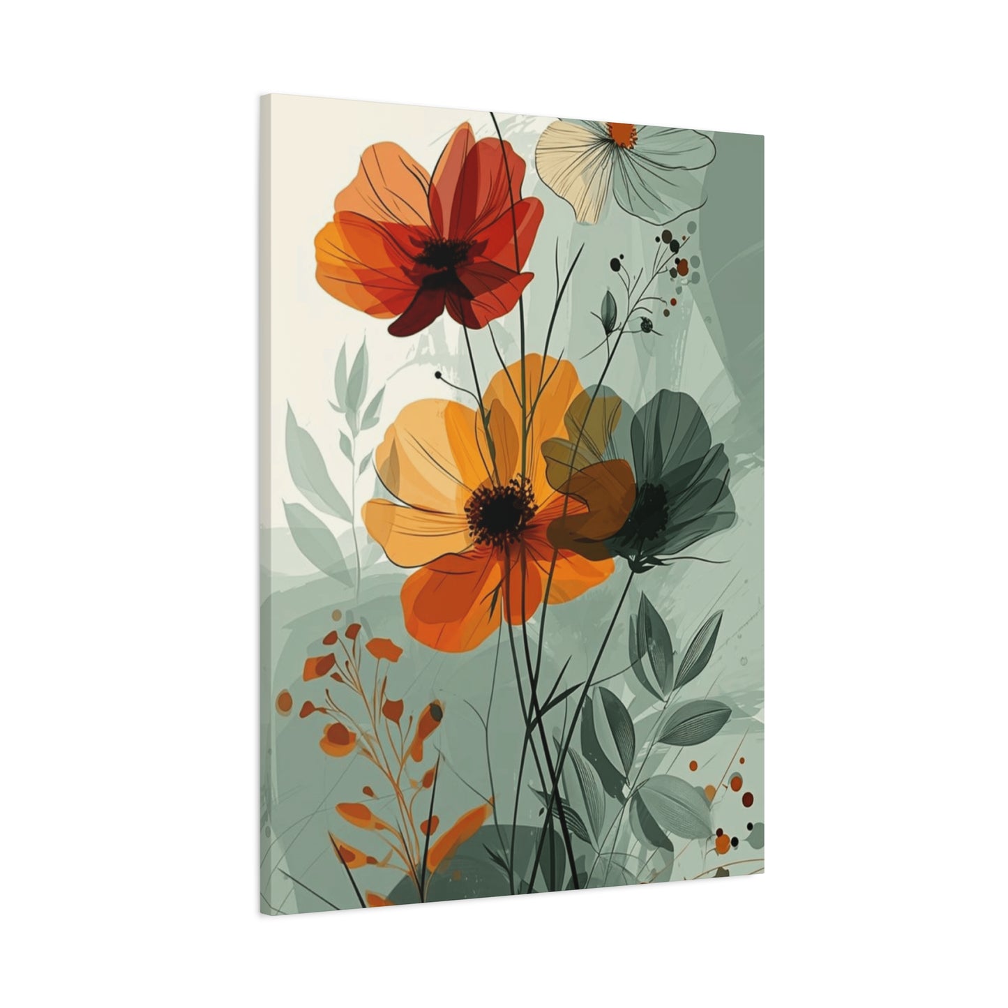 Green Floral Painting Wall Art & Canvas Prints