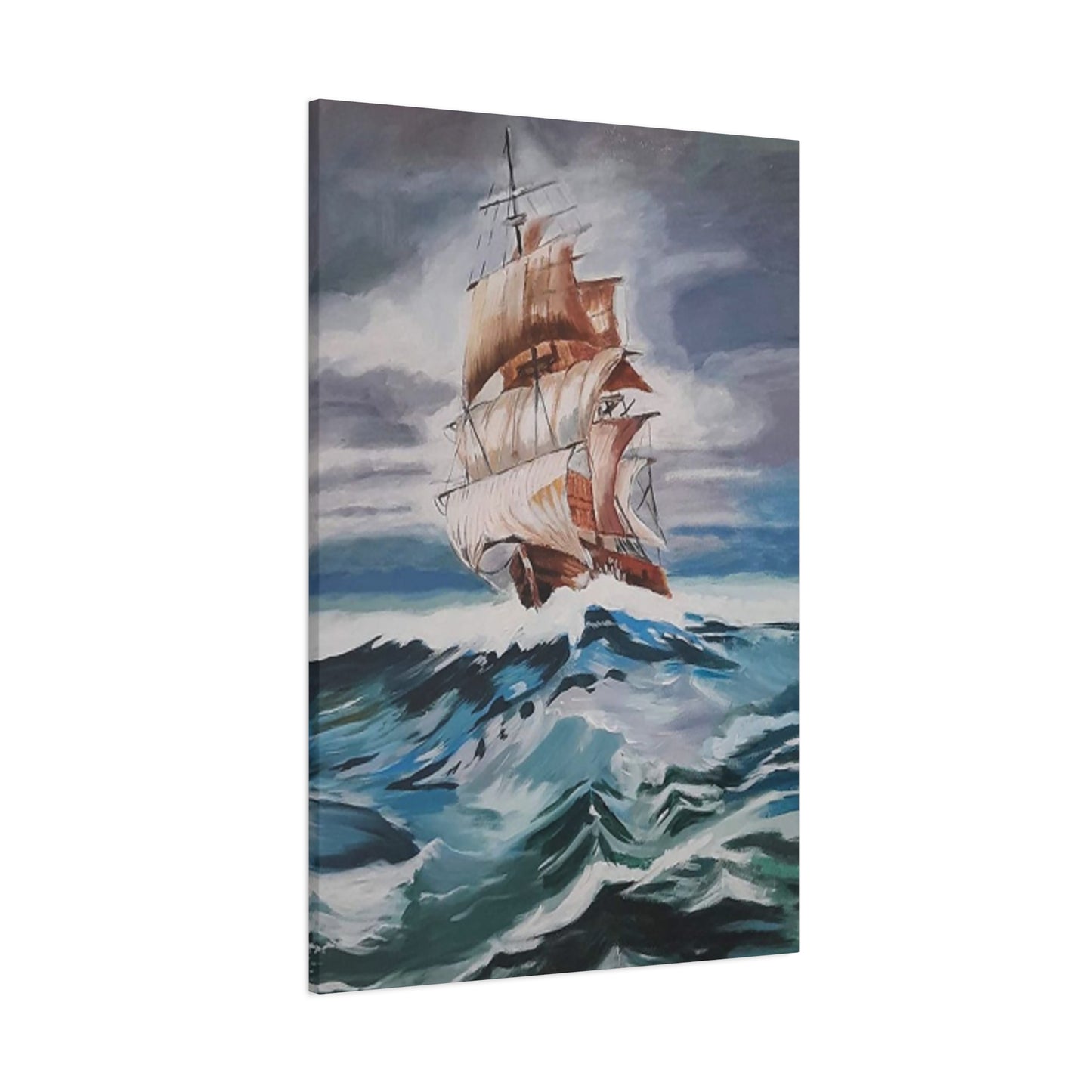 Large Vintage Ship In Waves Wall Art & Canvas Prints