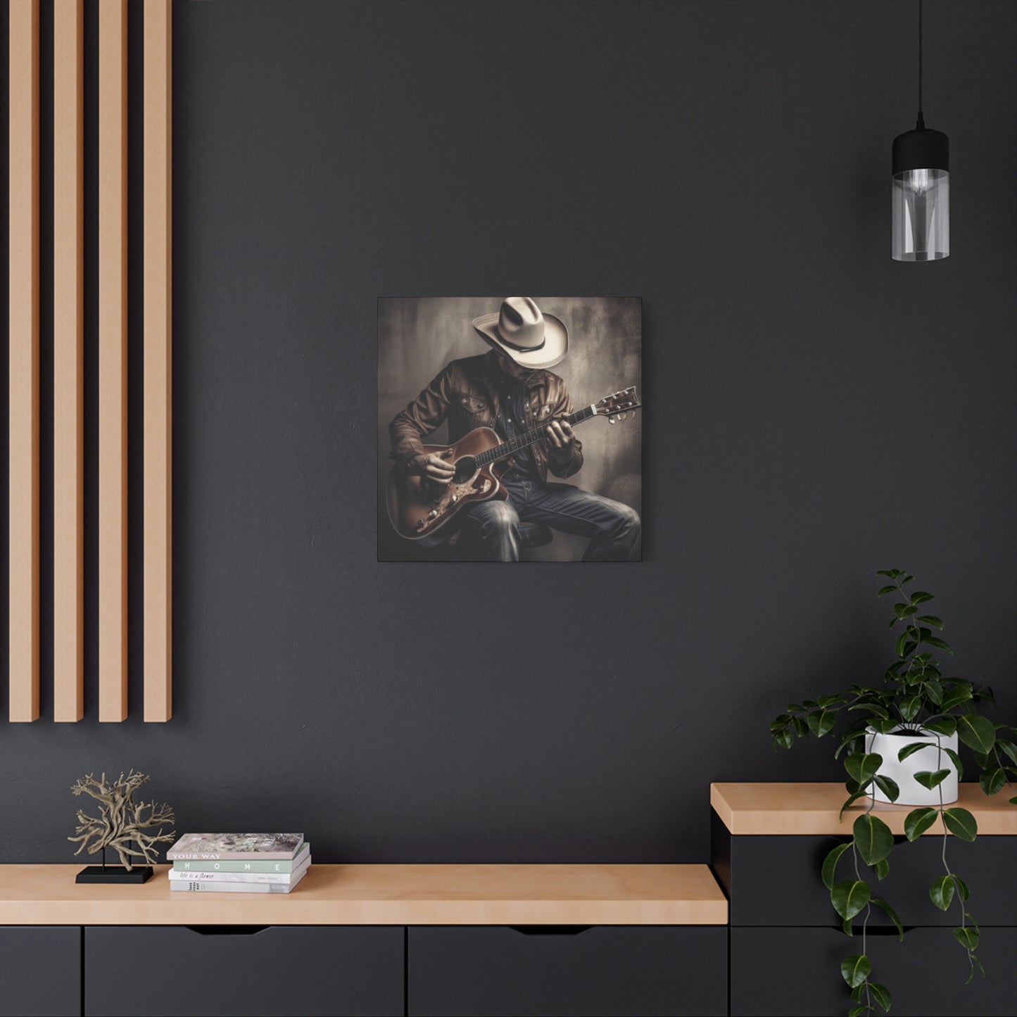 Cowboy Playing Guitar Wall Art & Canvas Prints