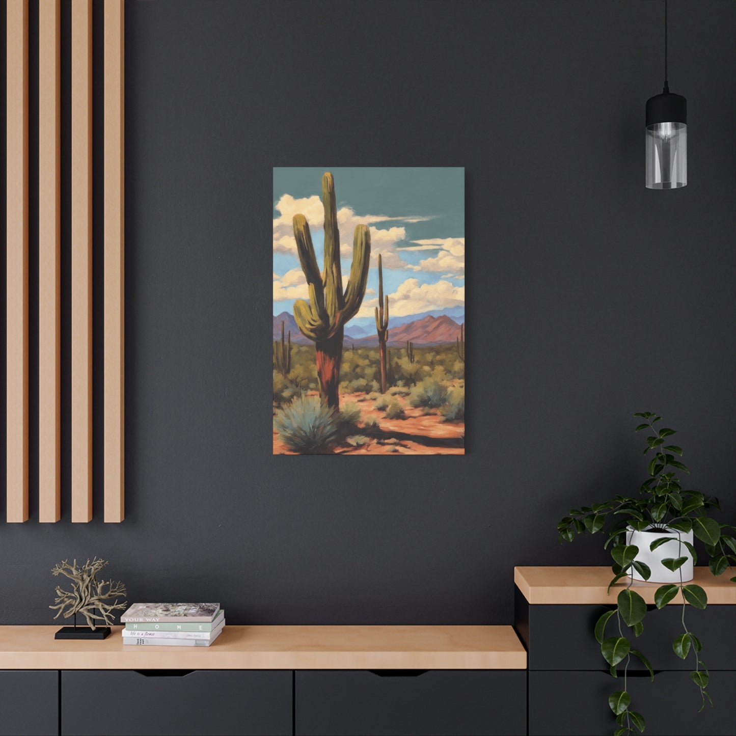 Cactus Standing in Desert Painting Wall Art & Canvas Prints