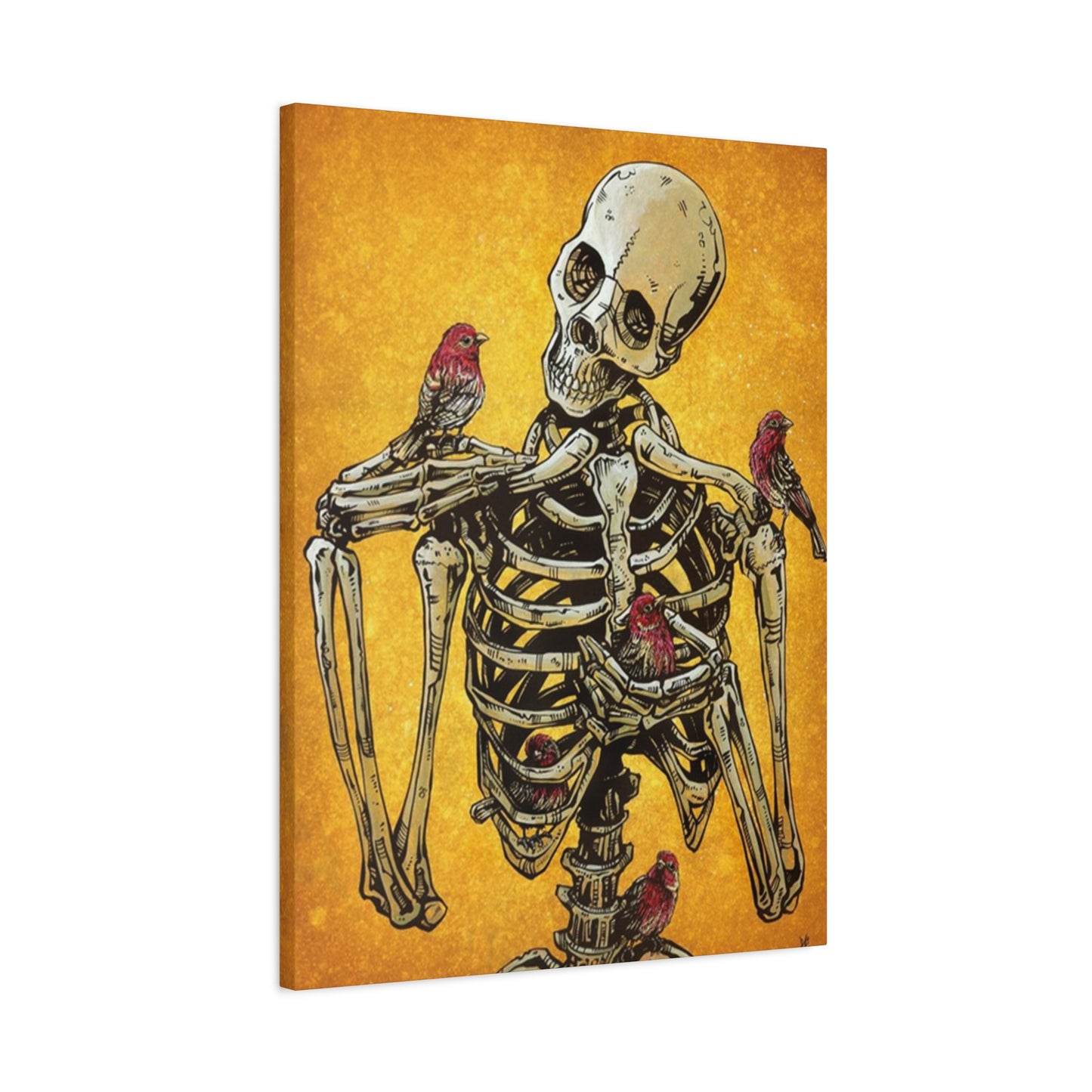 Bird On Skeleton Wall Art & Canvas Prints