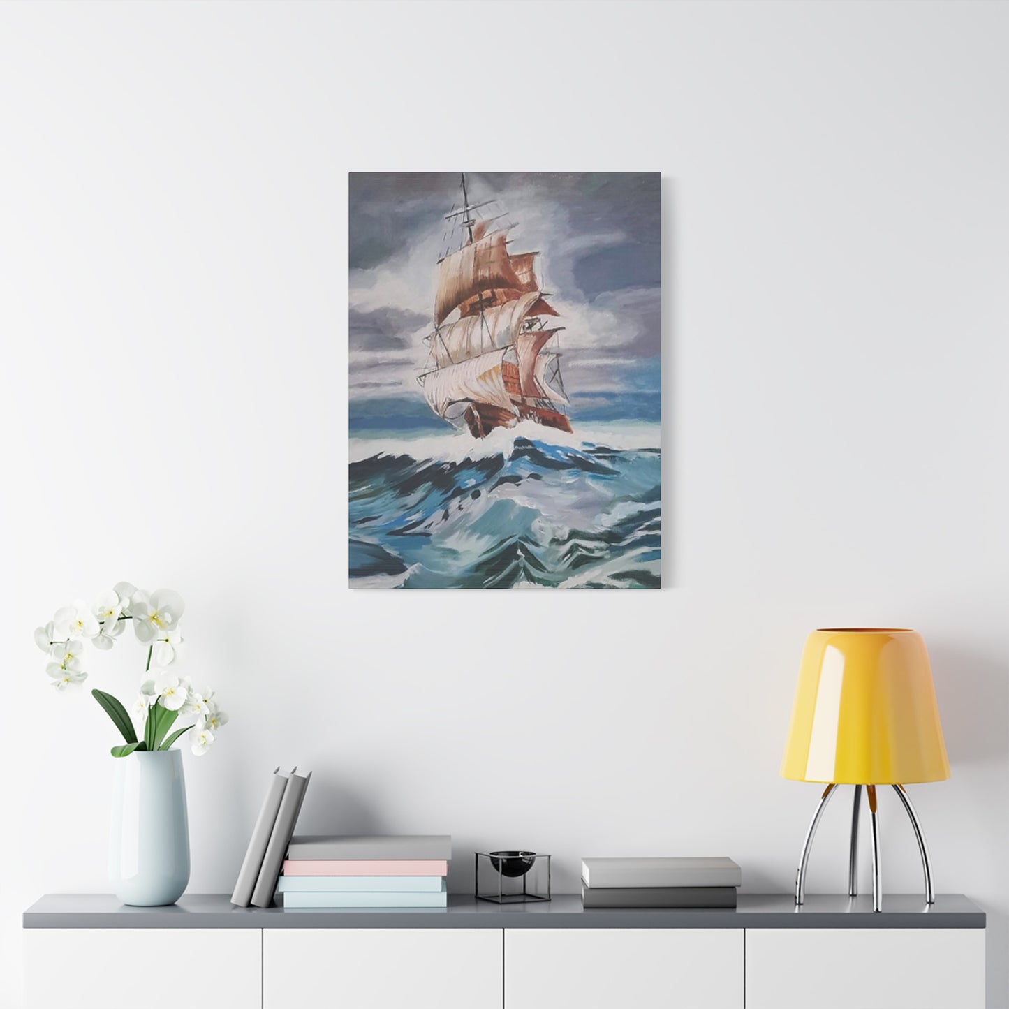 Large Vintage Ship In Waves Wall Art & Canvas Prints