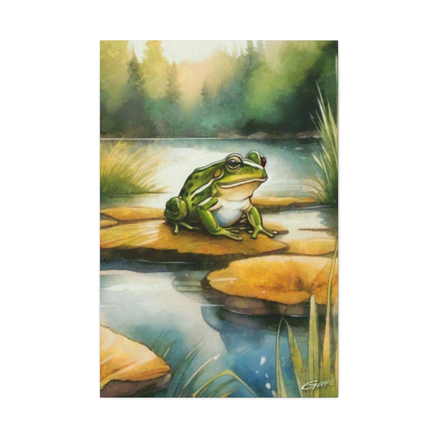 Frog on Leaf Pad Wall Art & Canvas Prints