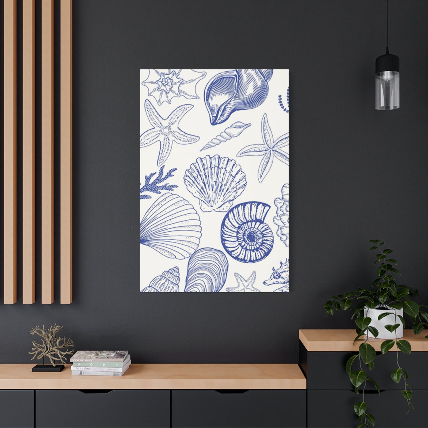 Blue Sea Shell Shape Poster Wall Art & Canvas Prints