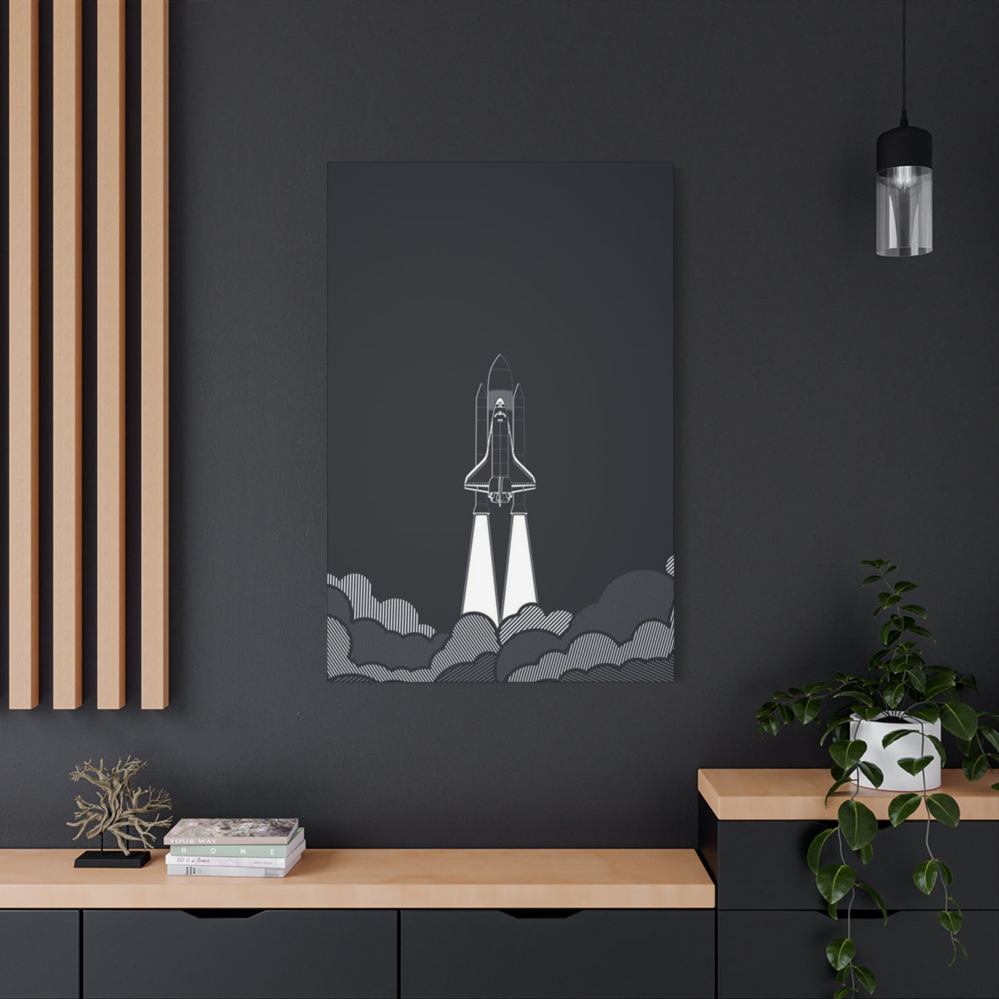 Dark Rocket Launch Poster Wall Art & Canvas Prints