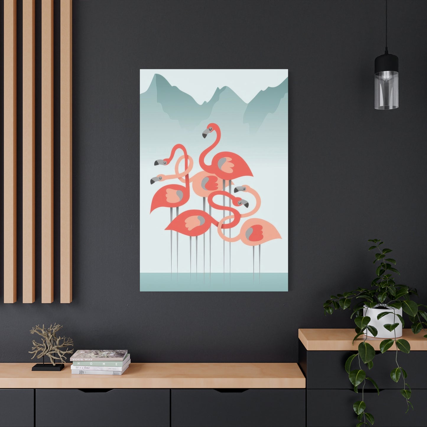 Flamingo Flock Aqua Wall Art & Canvas Prints