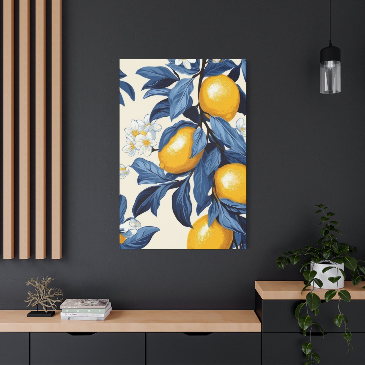 Lemon Blue Leaves Wall Art & Canvas Prints