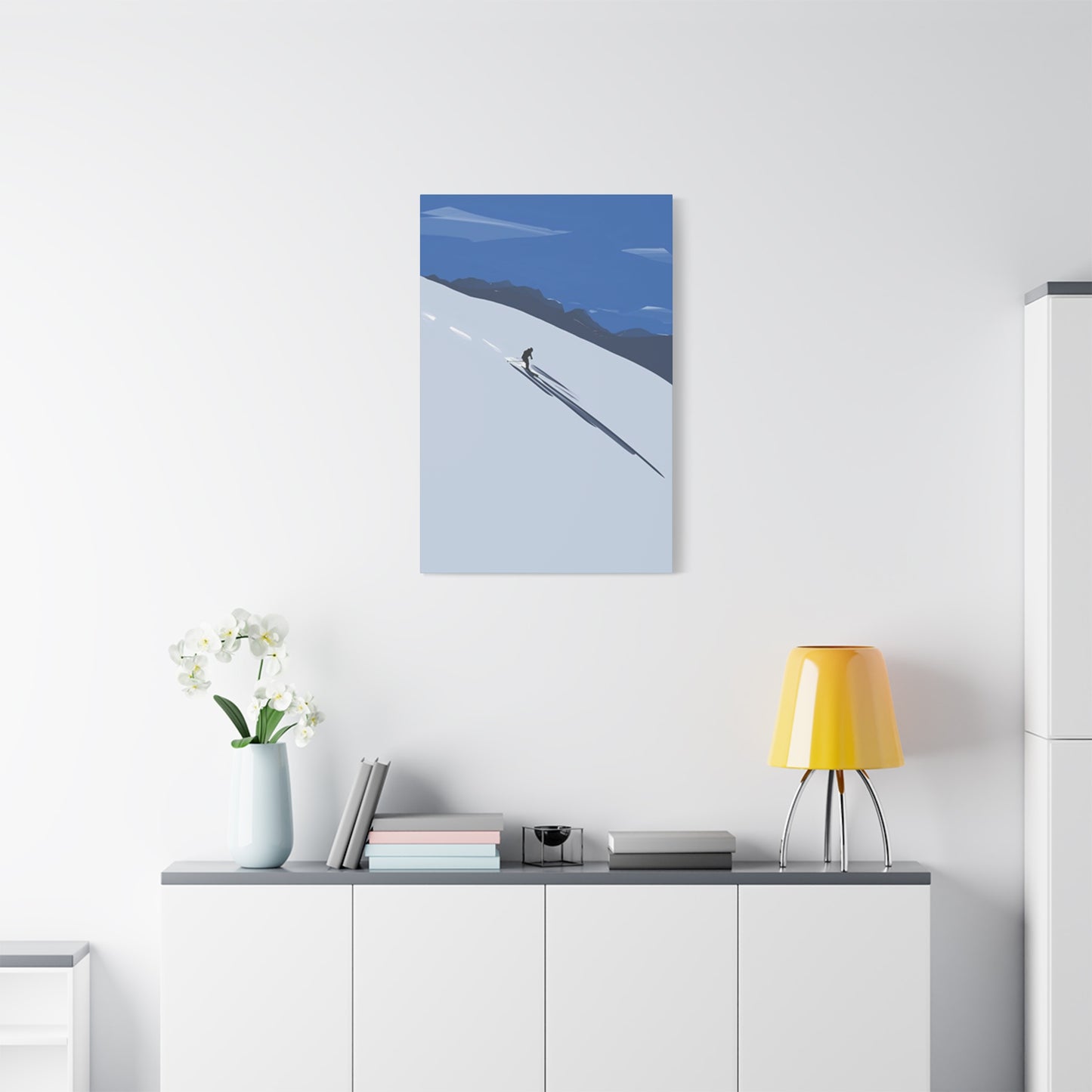 Skiing In Dense Snow Wall Art & Canvas Prints