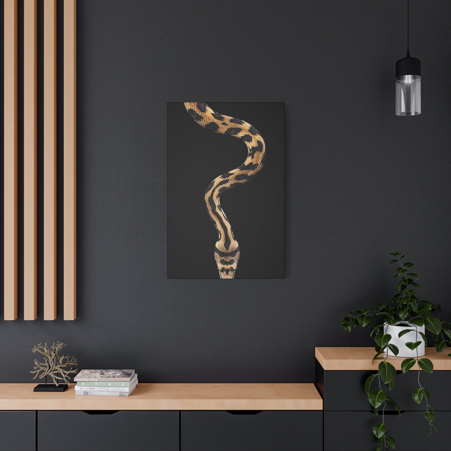 Snake On Black Poster Wall Art & Canvas Prints