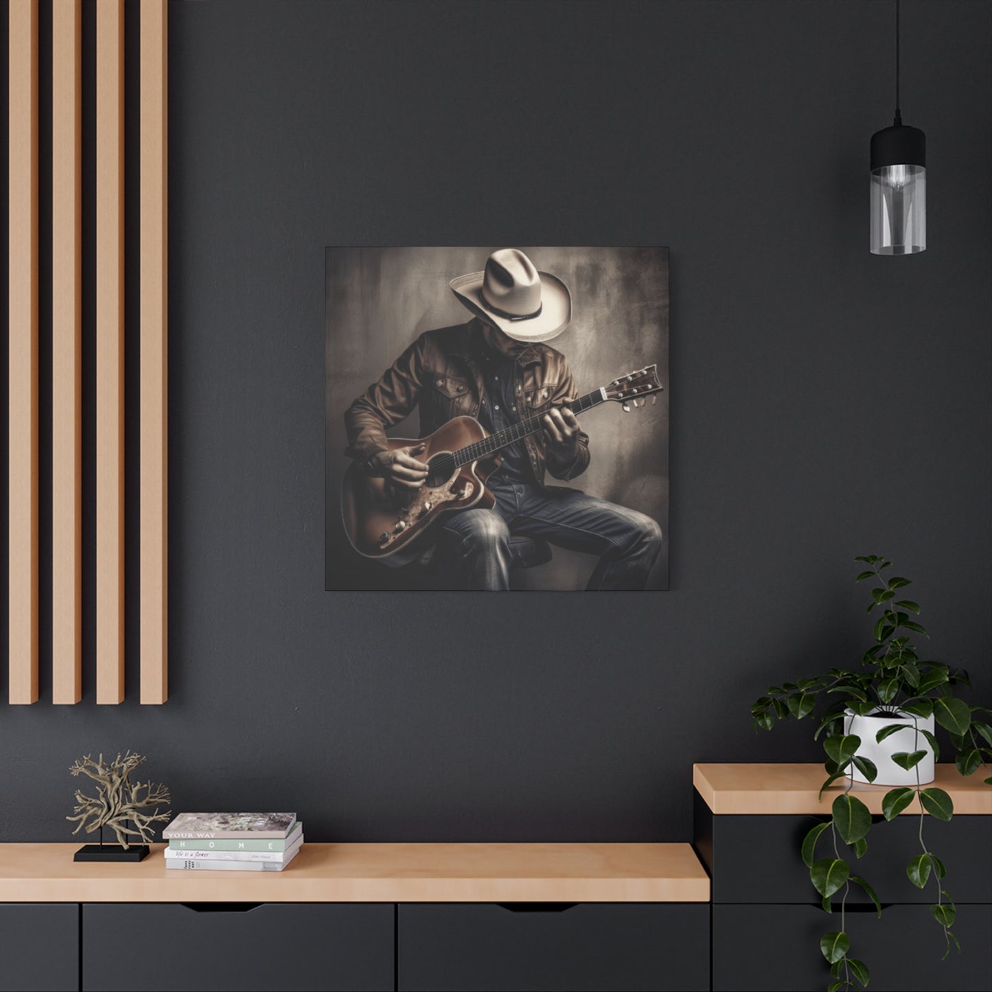Cowboy Playing Guitar Wall Art & Canvas Prints