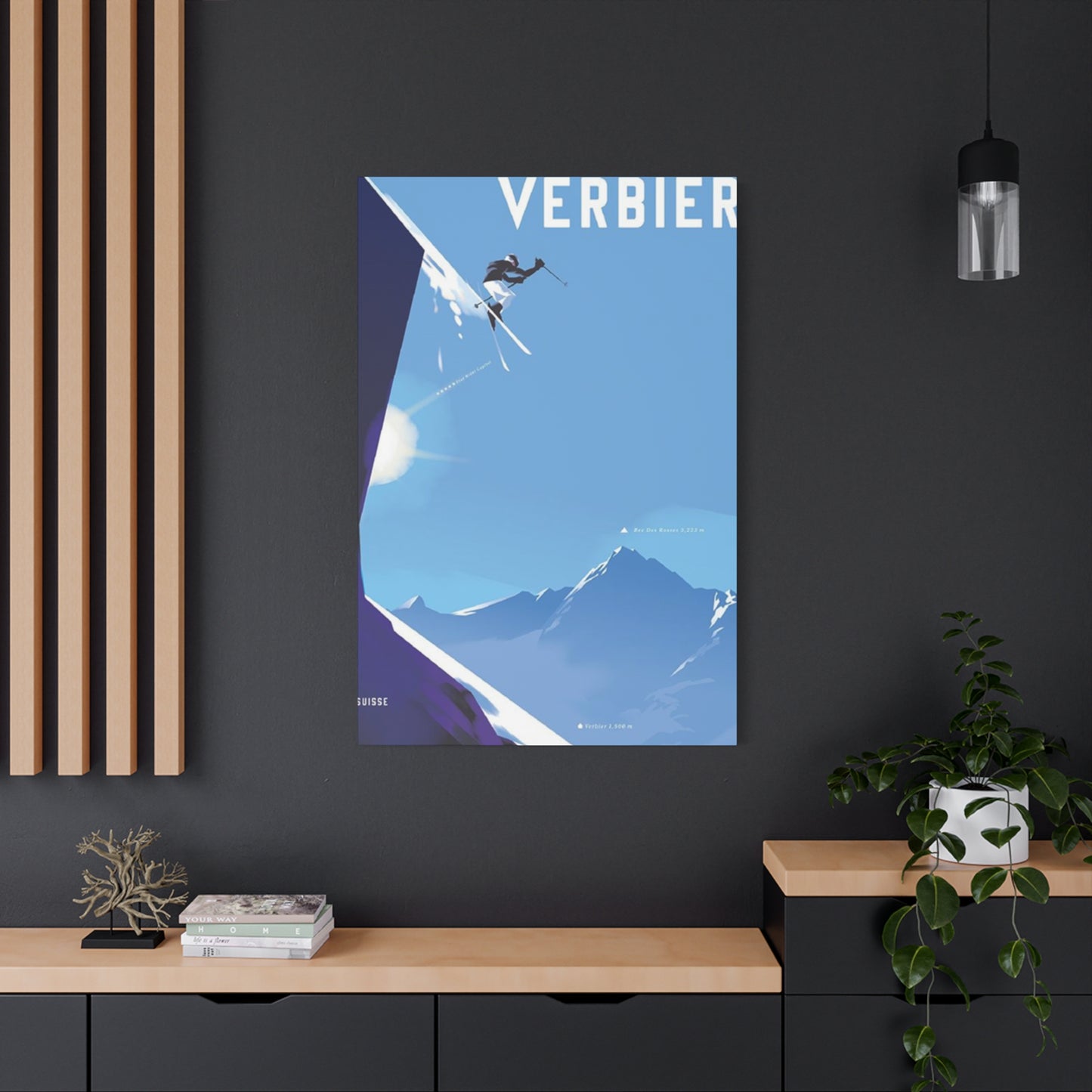 Skiing At The Cliff Wall Art & Canvas Prints